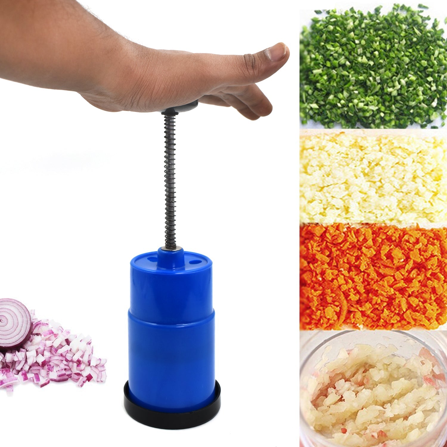 Onion Vegetable Hand Press Cutting Chopper (1 Pc / Mix Color) - Bhavnagar Deodap