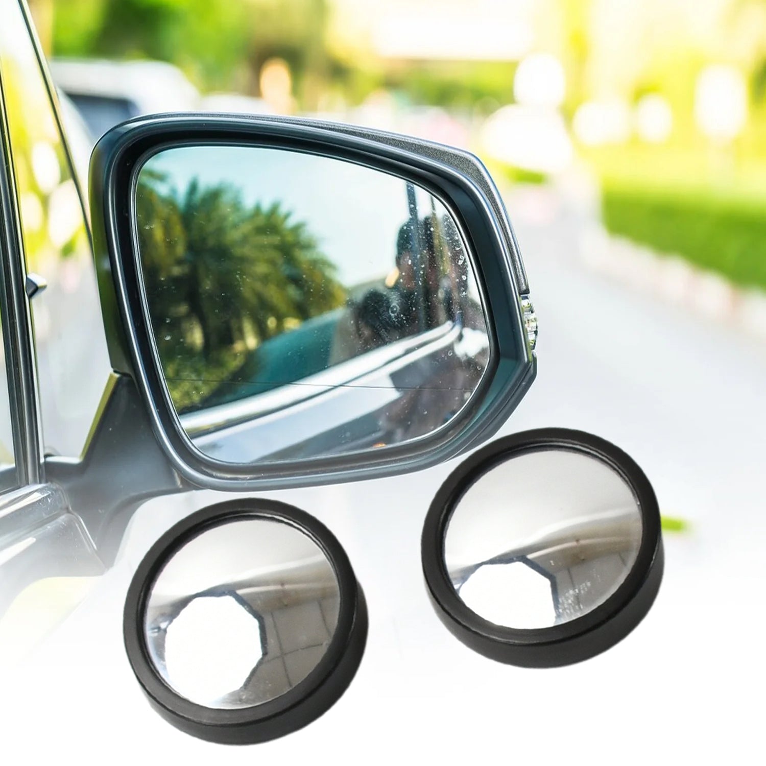 Car Blind Spot Side Mirror Round HD Glass Blindspot Mirror Convex Rear View Mirror, Car Mirror Accessories Suitable to All Cars, Frameless Design (2 Pcs Set) - Bhavnagar Deodap