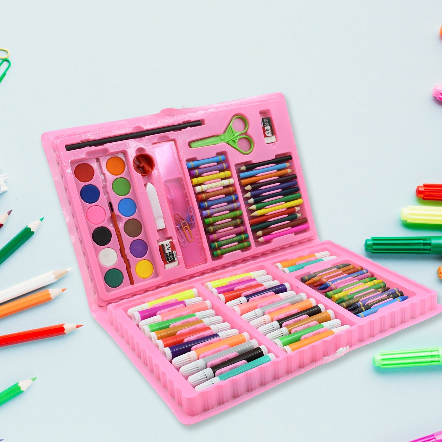 17978 Art Set Kids Art Supplies Coloring Case Kit Painting & Drawing Sets for Kids Boys Girls Gifts Toys Age 4 & Above - Mix Colors, Kids Colorful Bag (86 Pcs Set) - Bhavnagar Deodap