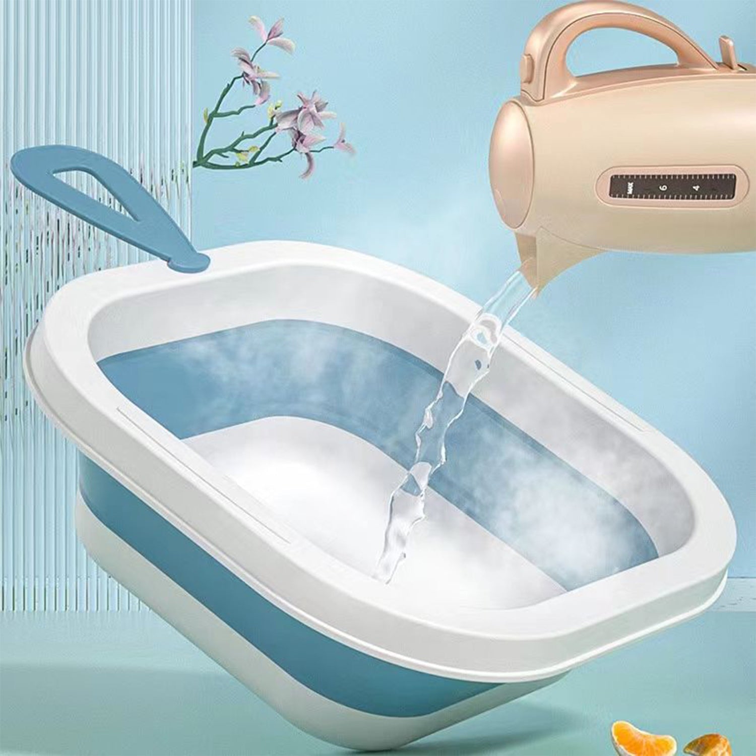 Wash Basin, Space Saving Multi Function Foldable Baby Wash basin Easy Clean Lightweight Thicken for Washing Face for Home (28×28 Cm / 1 pc) - Bhavnagar Deodap