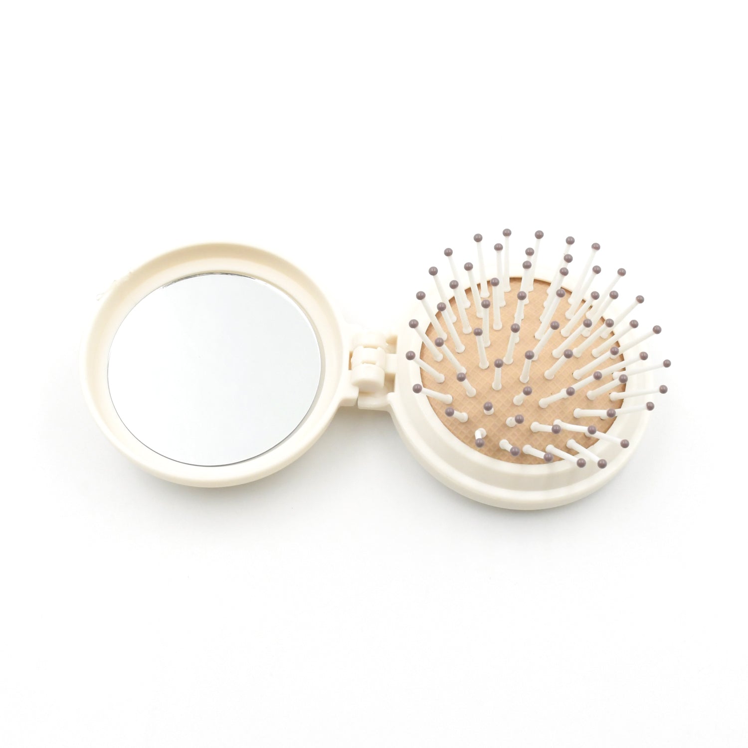 Foldable Travel Mirror Hair Brushes, 1pc Round Portable Folding Pocket Hair Brush, Mini Hair Comb Compact Travel Size, Hair Massage Comb, For Men Women And Girls - Bhavnagar Deodap