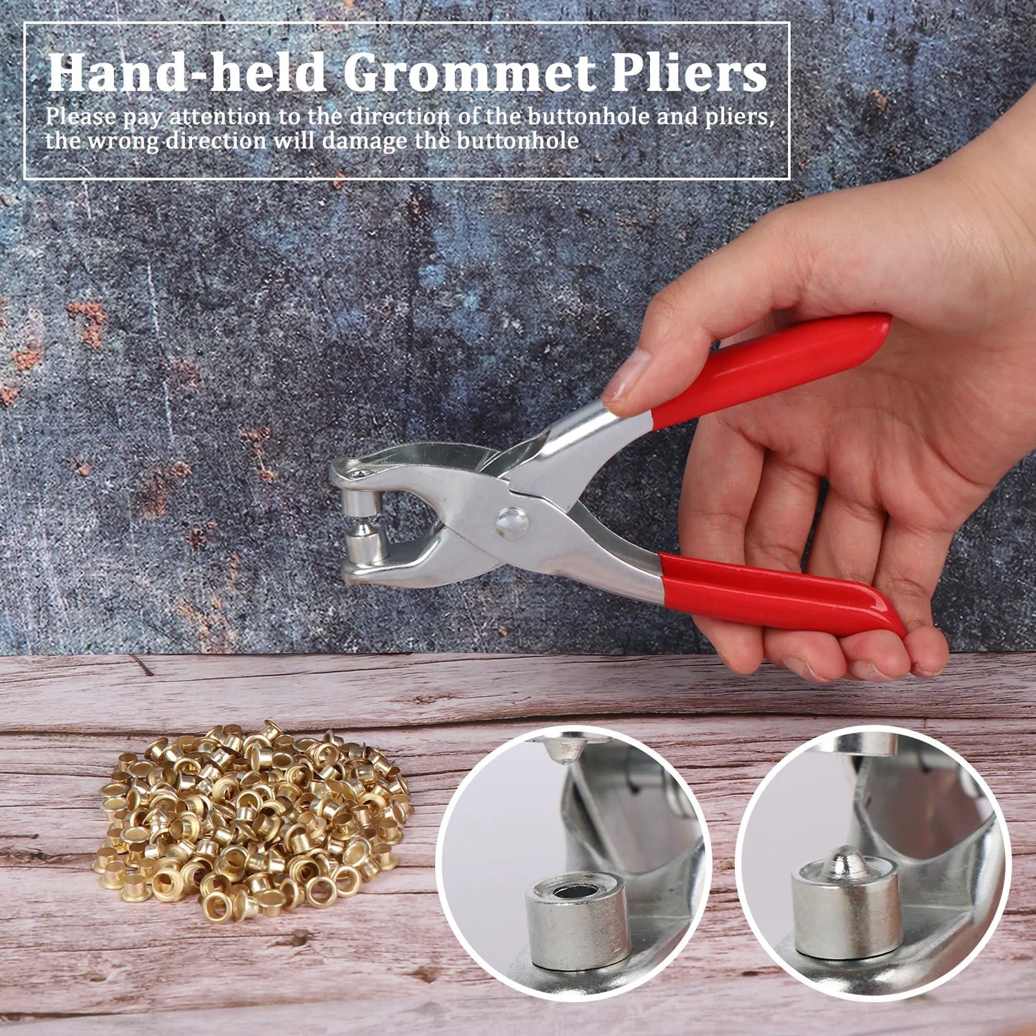 Grommet Setting Tool with 25 PCS Gold Eyelets Grommets Steel Hole Punch Setter Kit for Leather, Canvas, All Fabrics Men and Women Clothes, Shoes, Belts, Bags, Crafts - Bhavnagar Deodap