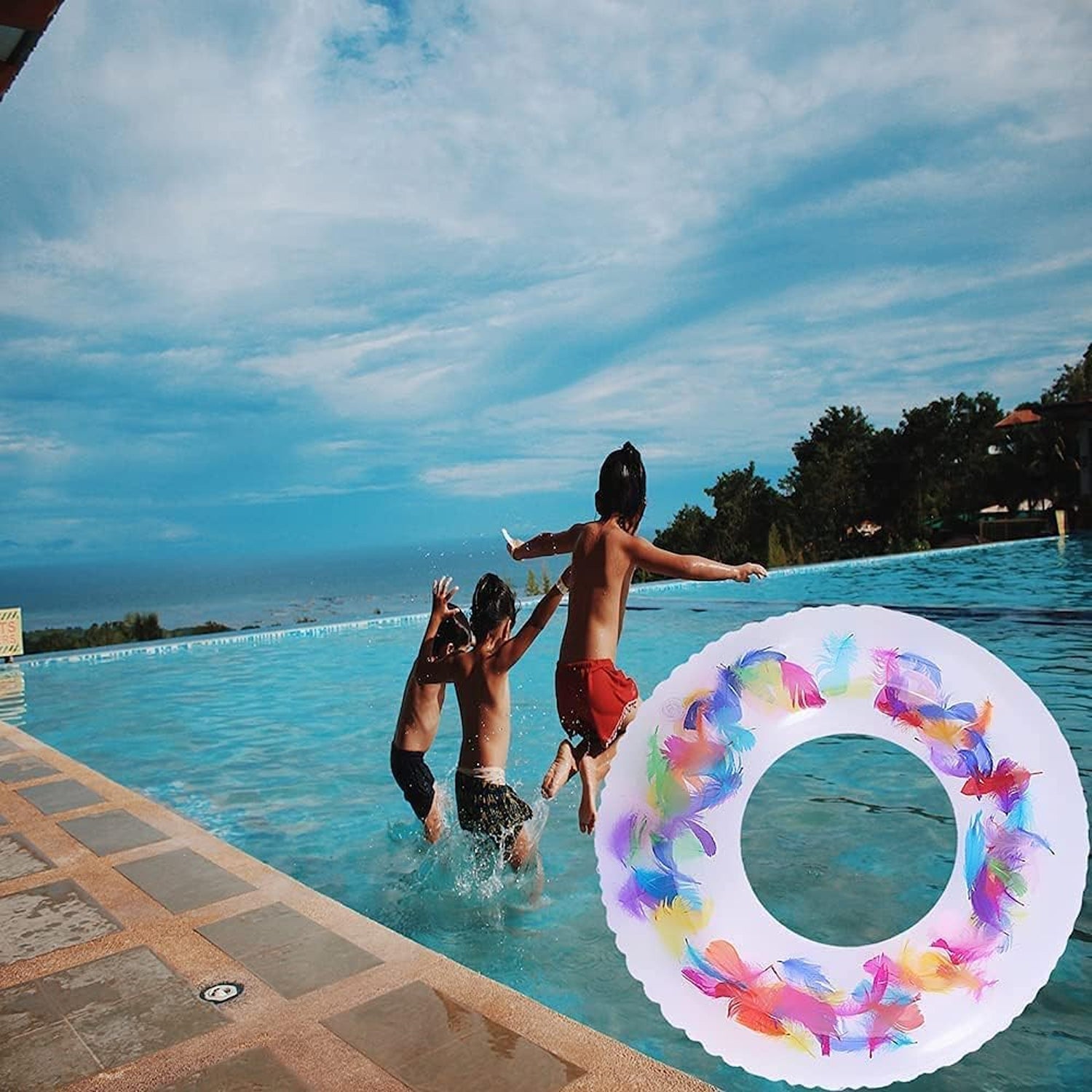 Swim Ring, For children, Conveniently Portable, Feathers, Swimming Ring, For Water Play, For Beaches, Swimming, Summer Vacation (1 Pc) - Bhavnagar Deodap