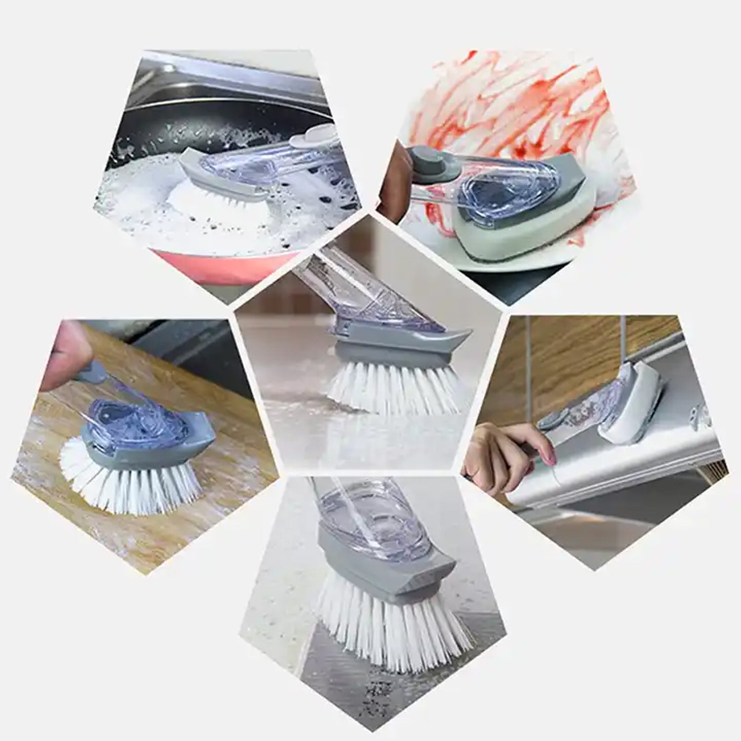 Home & Kitchen Cleaning Brushes, Scrubber, Soap Dispenser Scrub Brush for Pans Pots and Bathtub Sink (2 In 1) - Bhavnagar Deodap