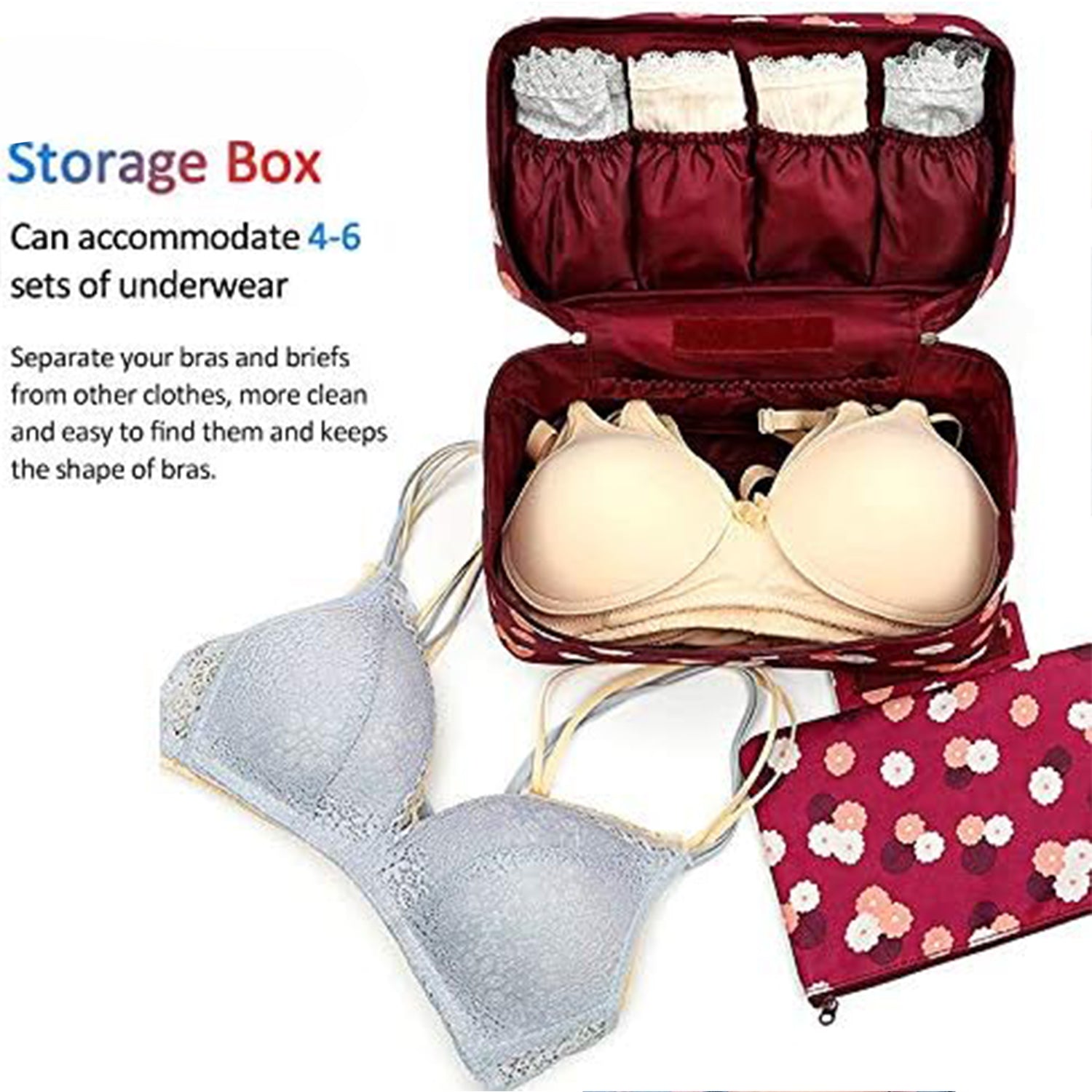 Multi Purpose Storage Bag, Underwear Storage Bag, Bra Organizer Bag Underwear Pouch, Waterproof Cosmetic Travel Bag, Lingerie Toiletry Wash Storage Case, Baby Diaper Bag (1 Pc) - Bhavnagar Deodap