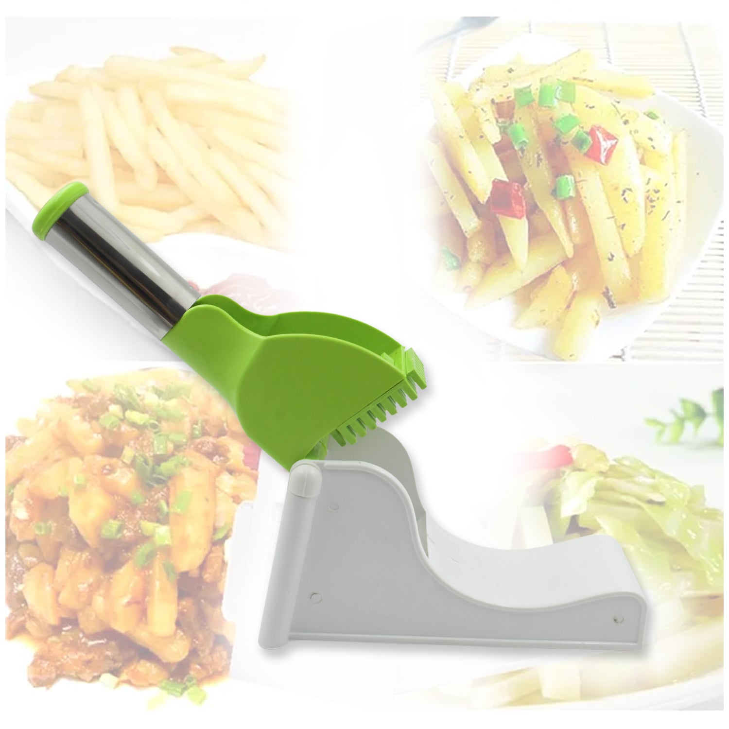 Virgin Plastic French Fry Chipser, Potato Chipser / Potato Slicer with Container - Bhavnagar Deodap