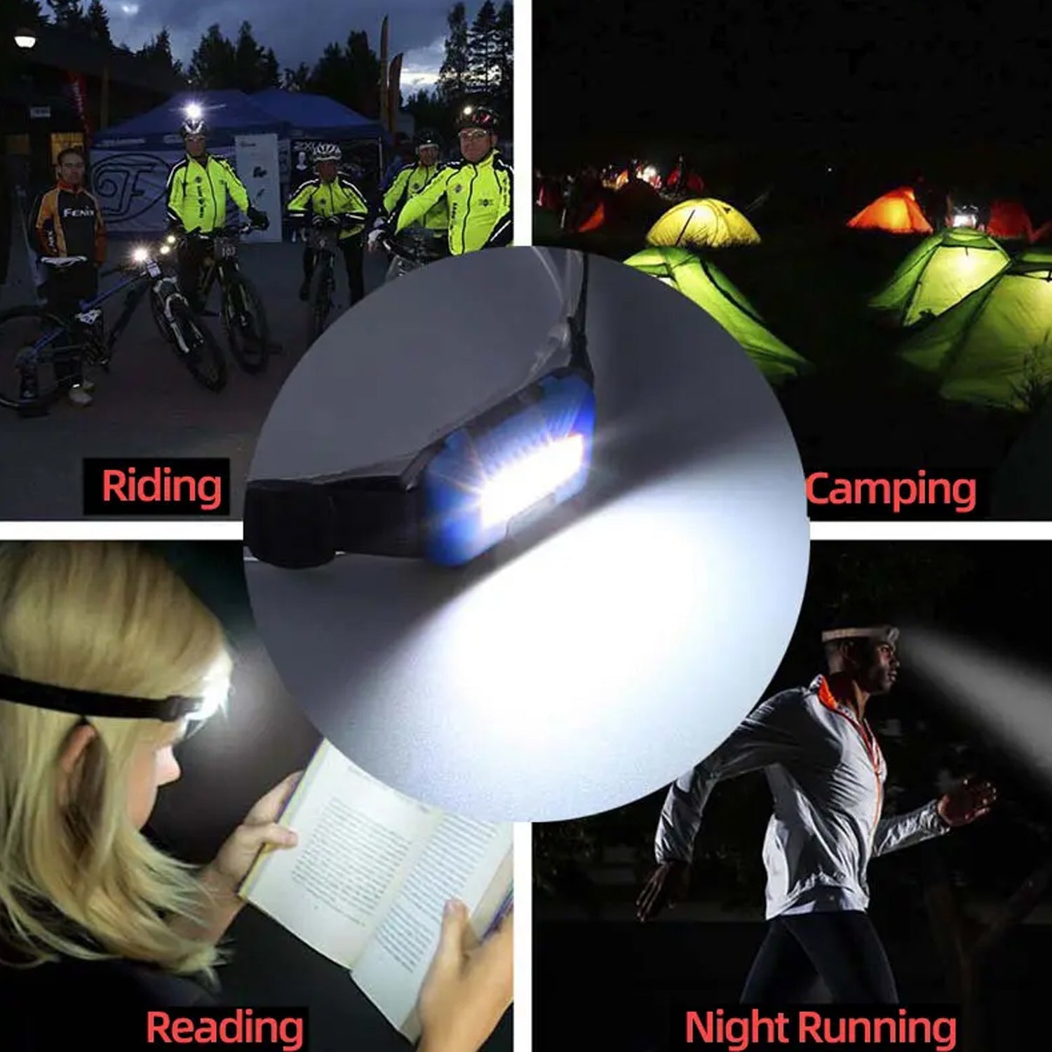 Head lamp Flashlight Waterproof Portable Lantern Headband Light Torch Lamp for Outdoor Camping Hiking Backpack Cycling, Running Hunting 10W Cob(1 Pc) - Bhavnagar Deodap