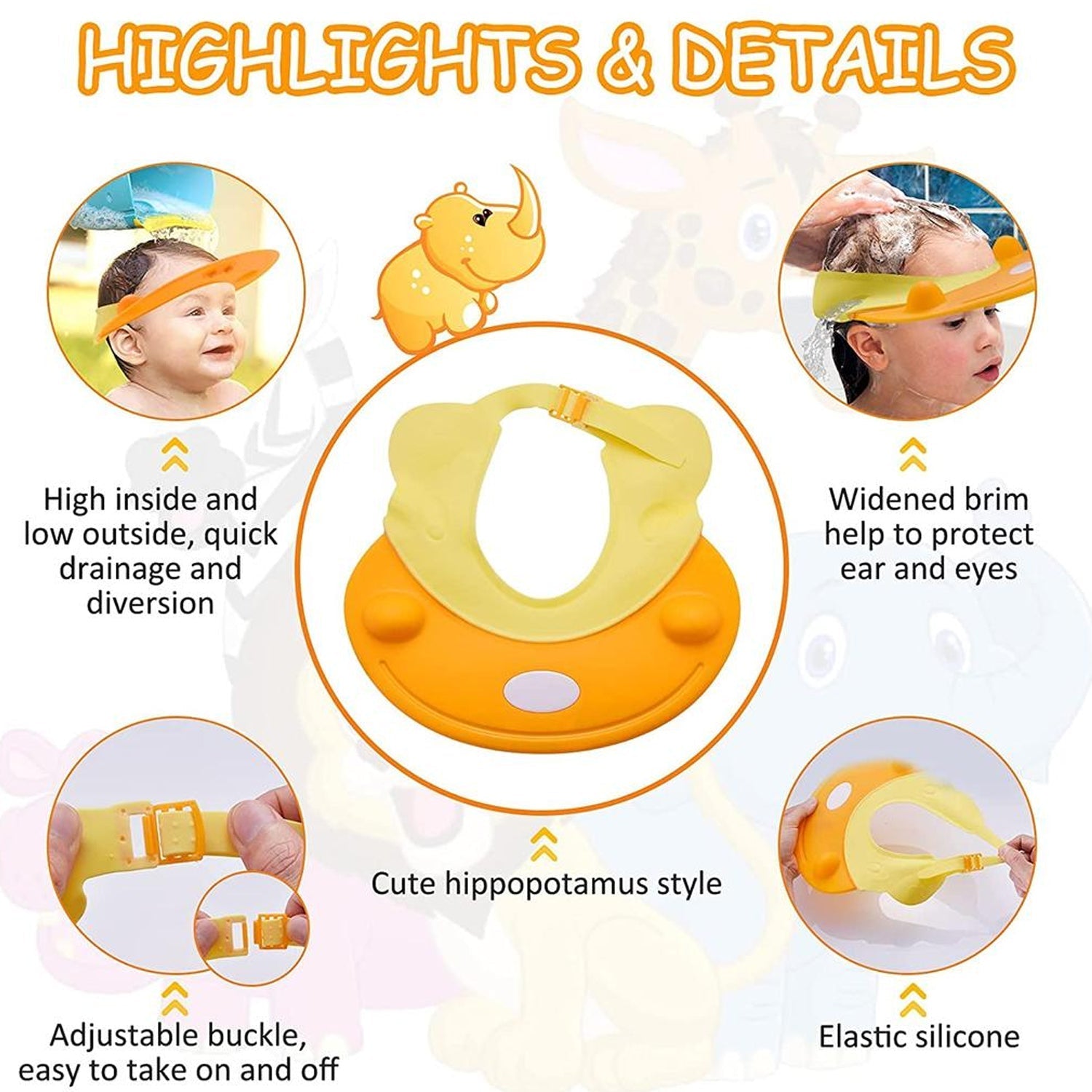 Silicone Baby Shower Cap Bathing Baby Wash Hair Eye Ear Protector Hat for New Born Infants babies Baby Bath Cap Shower Protection For Eyes And Ear. - Bhavnagar Deodap