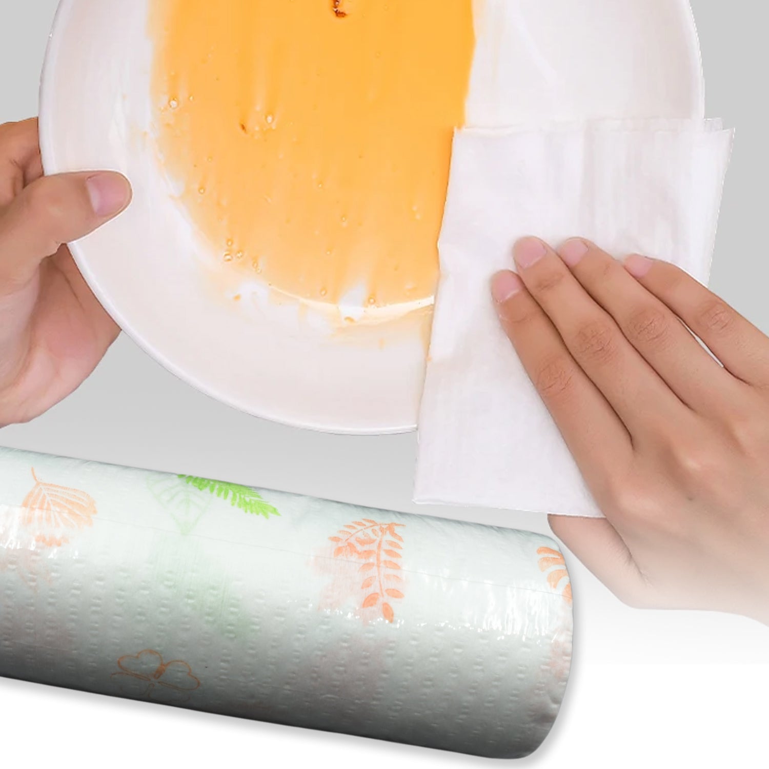 Non Woven Reusable and Washable Kitchen Printed Tissue Roll Non-stick Oil Absorbing Paper Roll Kitchen Special Paper Towel Wipe Paper Dish Cloth Cleaning Cloth 40 sheets / Pulls - Bhavnagar Deodap