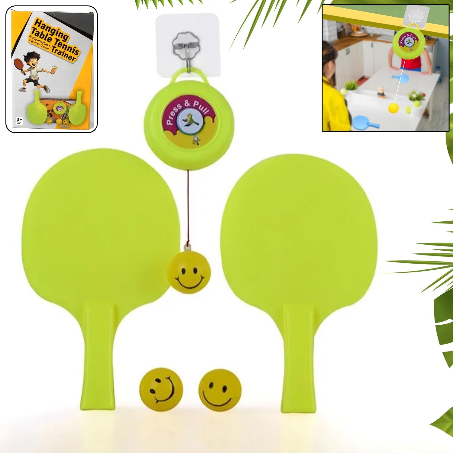 Portable Indoor Hanging Table Tennis with Three Ball, Table Tennis Self Training Set - Bhavnagar Deodap
