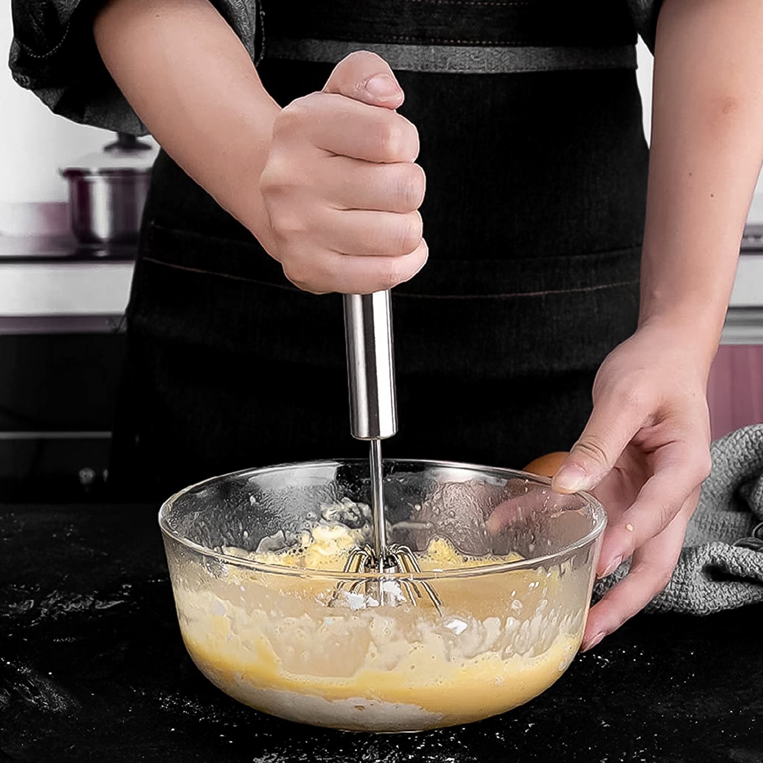 Hand Push Mixer, Egg Whisk, Stainless Steel Blender (1 Pc)