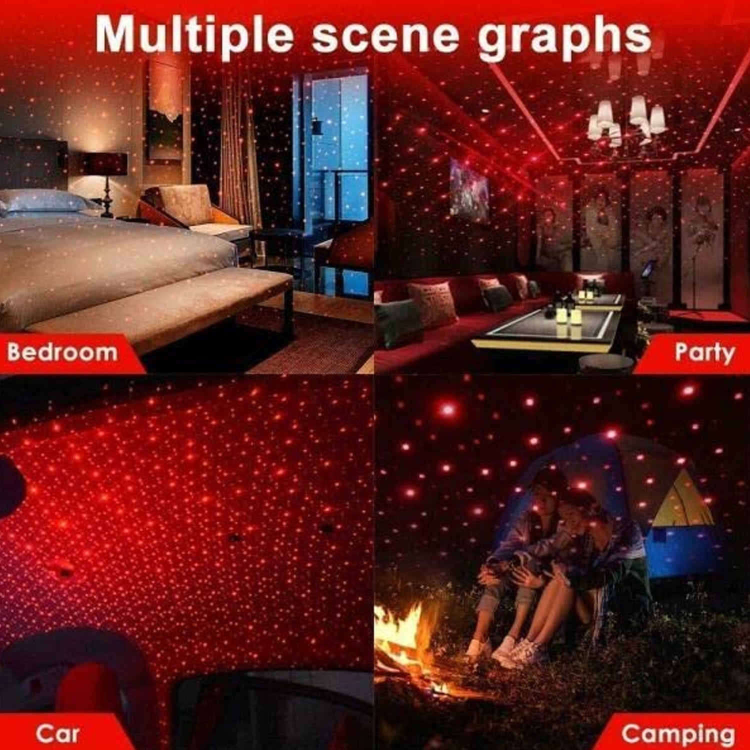 USB Star Projector Night Light, Adjustable Romantic Interior Car Lights for Bedroom, Car, Ceiling and Party Decoration - Bhavnagar Deodap