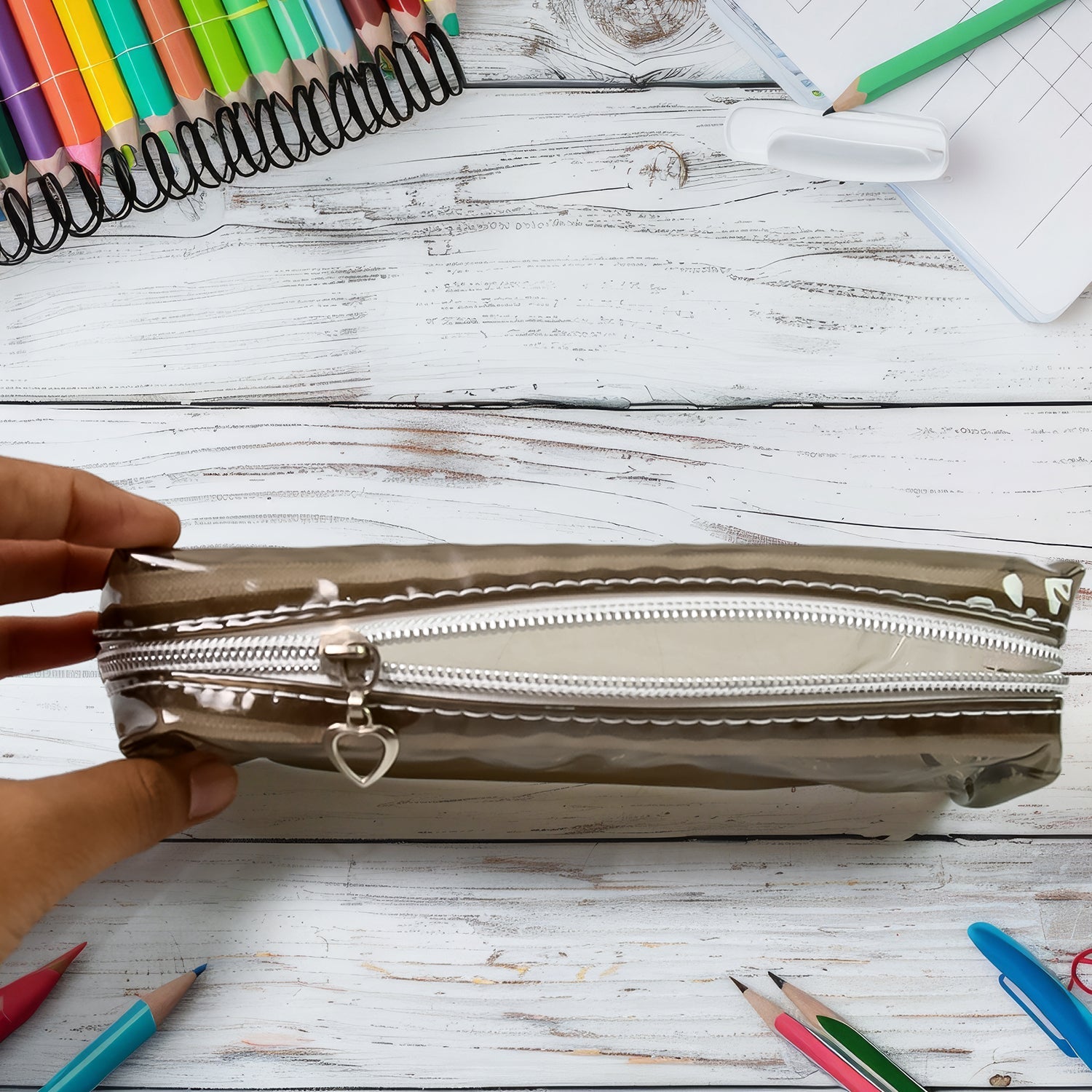 Plastic Transparent Pencil Pouch With Zipper (1 Pc) - Bhavnagar Deodap