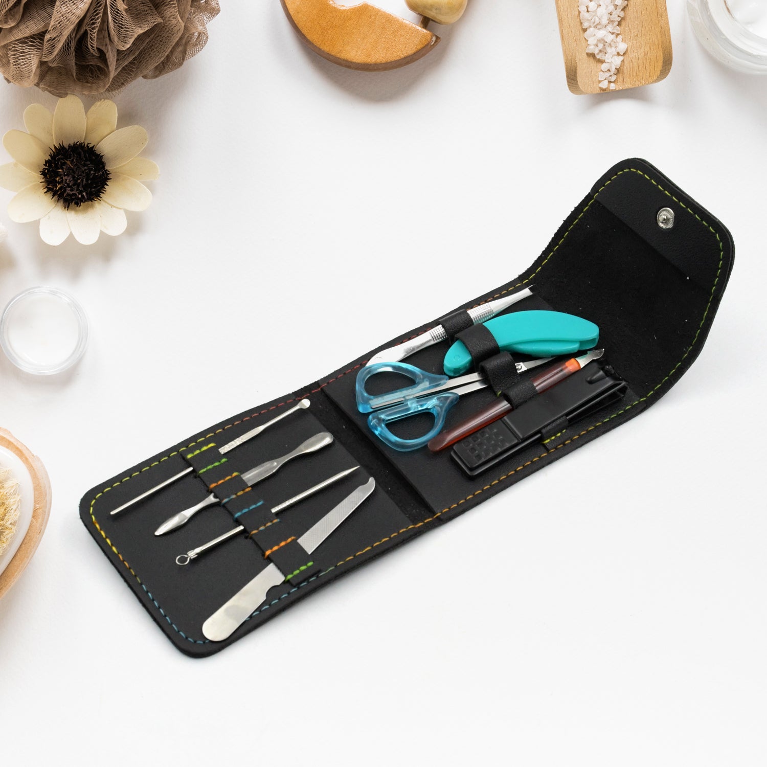 9pc Nail Clipper Kit, Fingernail Clipper, Manicure Set, Stainless Steel Nail Cutter Set, Manicure Toe Nail Clippers Care Tools with Lightweight and Beautiful Travel Case (9Pc Set) - Bhavnagar Deodap