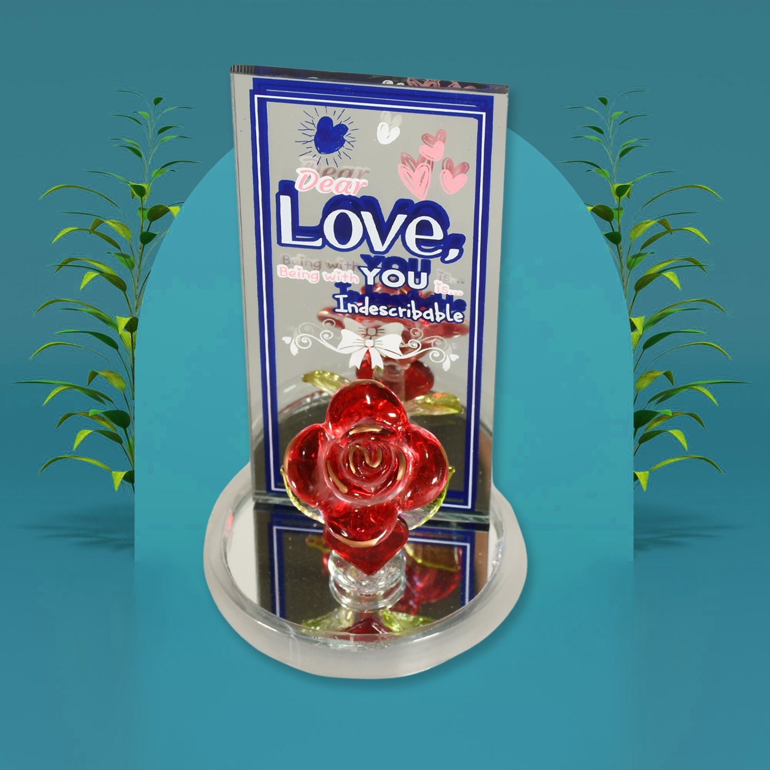 Lovely Rose Gift Showpiece, Love showpiece Valentine's Day Gift, Cute Anniversary, Wedding, Birthday, Boyfriend, Husband Romantic Unique Gift Set, Home Decoration Gift Set (1 Pc) - Bhavnagar Deodap