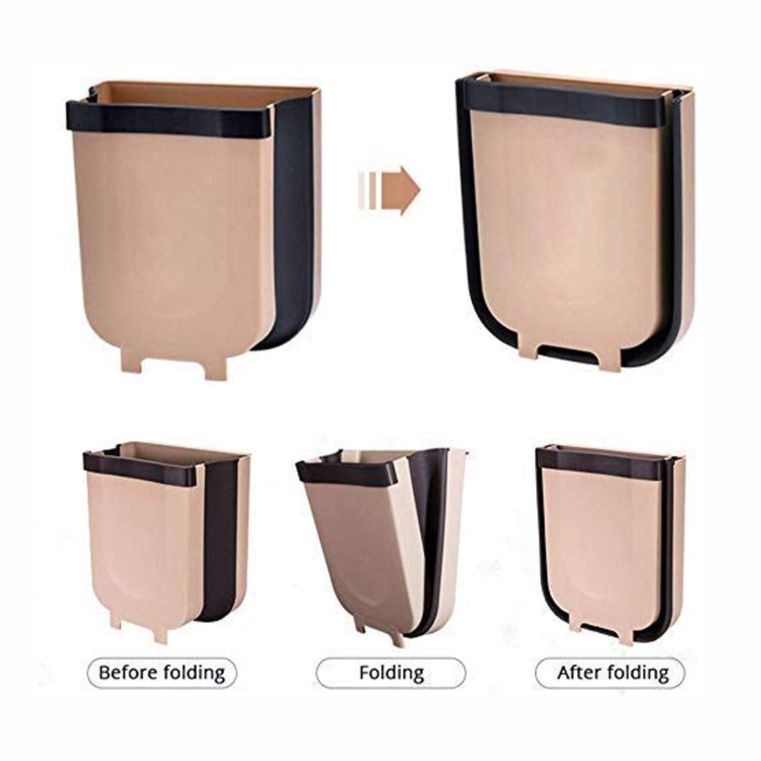 Hanging Trash Can for Kitchen Cabinet Door, Small Collapsible Foldable Waste Bins, Hanging Trash Holder for Bathroom Bedroom Office Car, Portable. - Bhavnagar Deodap