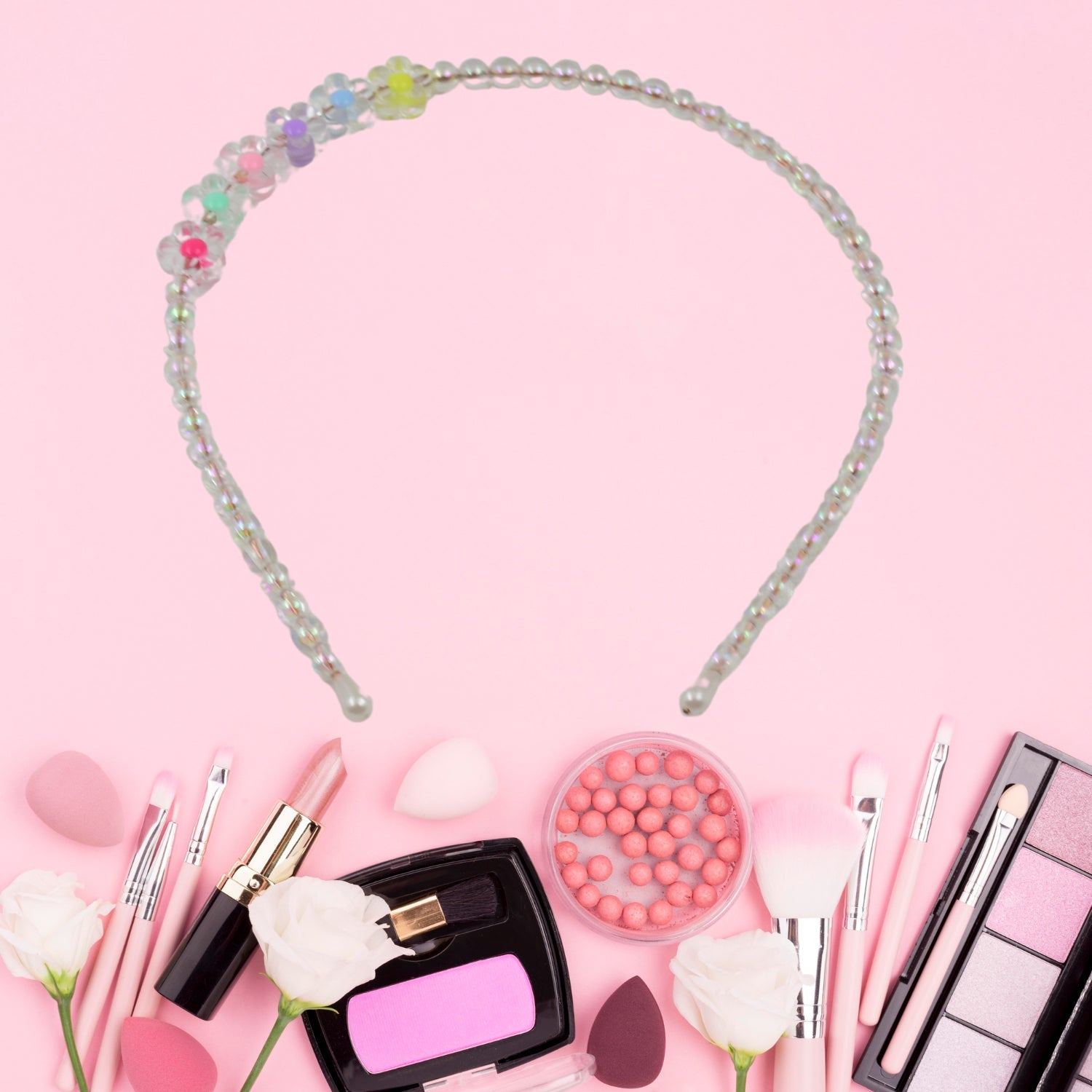 Hair Accessories Metal Handmade Colorful beads With Pearls Fancy Party Hairband (1 Pc / Mix Design) - Bhavnagar Deodap