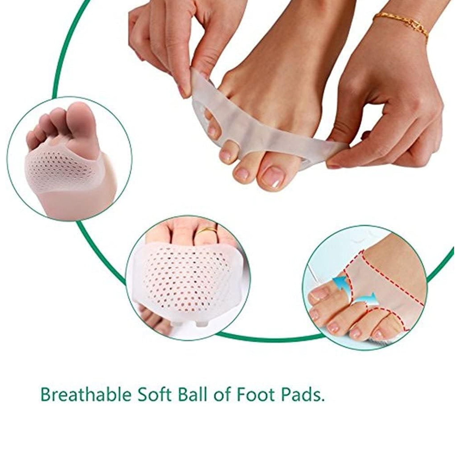 Silicone Front Foot Pad Anti-Slip Insole for Pain Relief, for Forefoot Pain, Calluses, Blisters, Forefoot Cushioning Relief- Men Women (1 Pair) - Bhavnagar Deodap