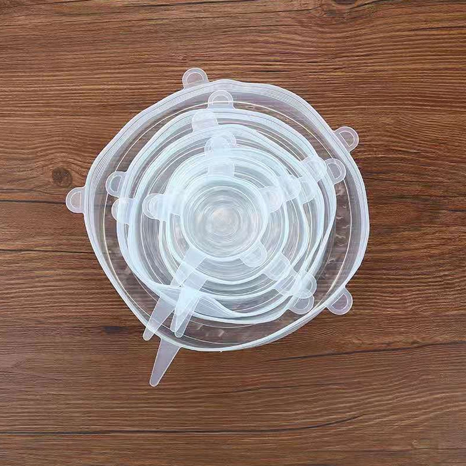 Silicone Stretch Lids, Food Cover For Freezer Microwave Oven Dishwasher Safe Fresh-Keeping Flexible Covers for Utensils, Dishes, Plates Jars, Cans, Mugs, Bowl Covers Food Safety Seal Lids (6 Pcs Set /95 Gm ) - Bhavnagar Deodap