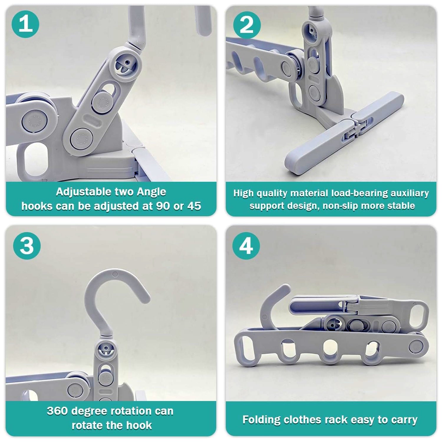 5 holes foldable clothes Hanger, travel clothes hanger, multifunctional clothes hanger, space-saving wall holder, clothes rack, robust clothes hanger for travel, indoors. - Bhavnagar Deodap