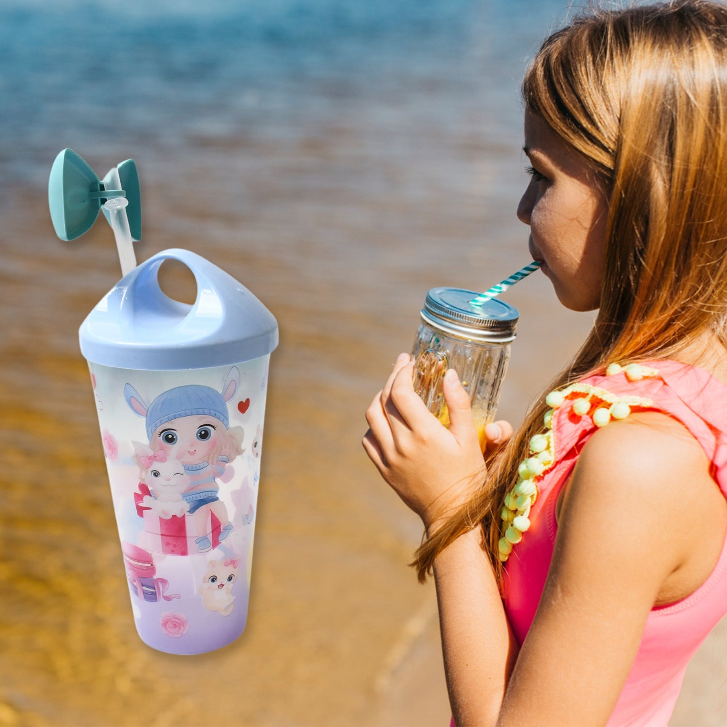 Unicorn Water Bottle with Straw & Lid for Kids (With Light) - Bhavnagar Deodap