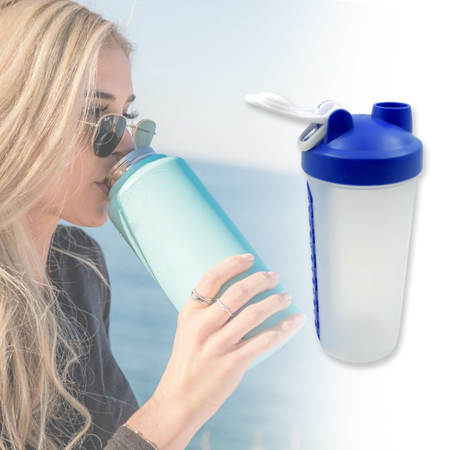 2 In1 Pill Shaker Cup Vitamin Holder Water Bottle with Pill Holder Daily Medicine Planner Shaker Water Bottle pillboxes Organizer pre Workout Shaker Fitness pp Bracket Portable (600 ML) - Bhavnagar Deodap