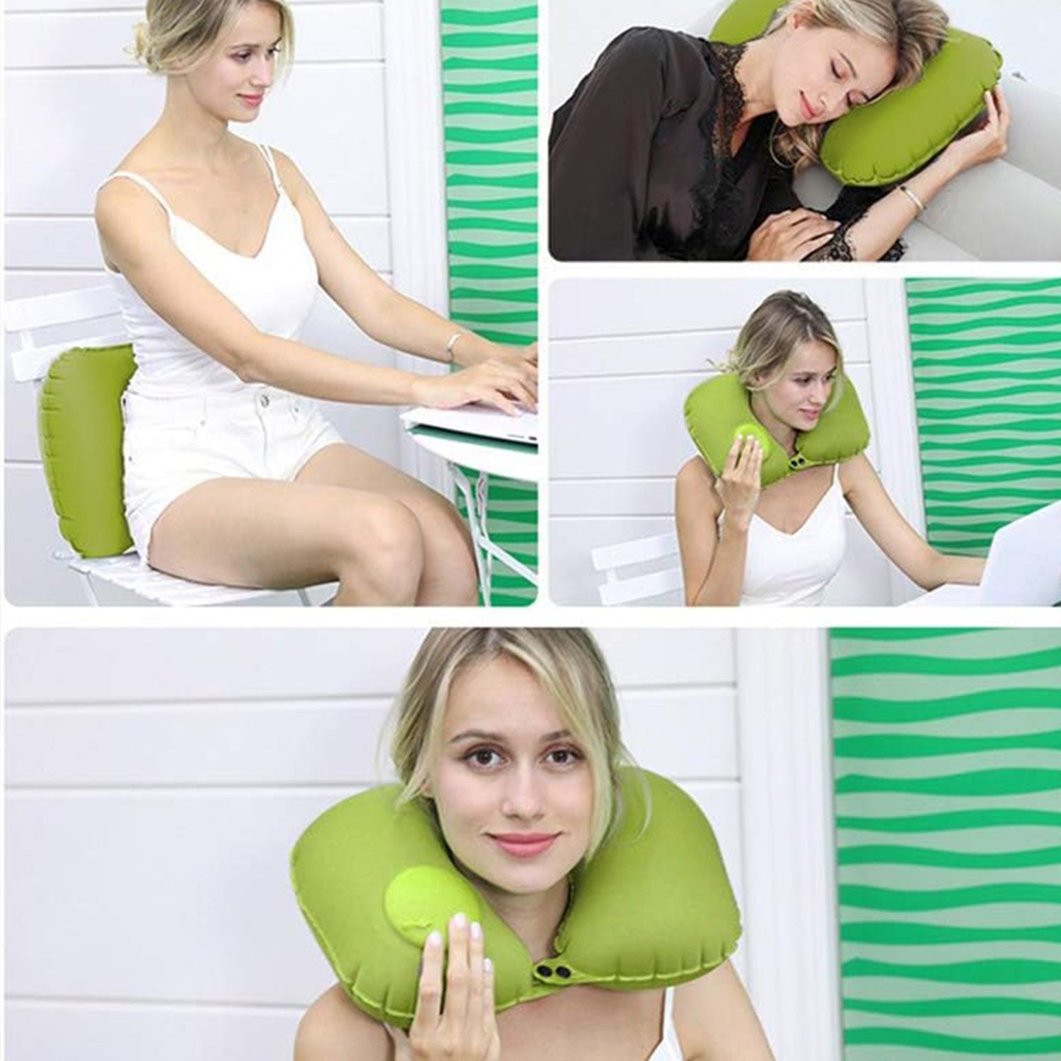 Inflatable & Foldable, Pillow U Shape Air Cushion Travel Pillow, Travel Business Trip Neck Pillow for Long Trips, Ideal for Men & Women Portable, and Perfect for Backpacking, Car Camping, and Even Airplane Travel - Bhavnagar Deodap