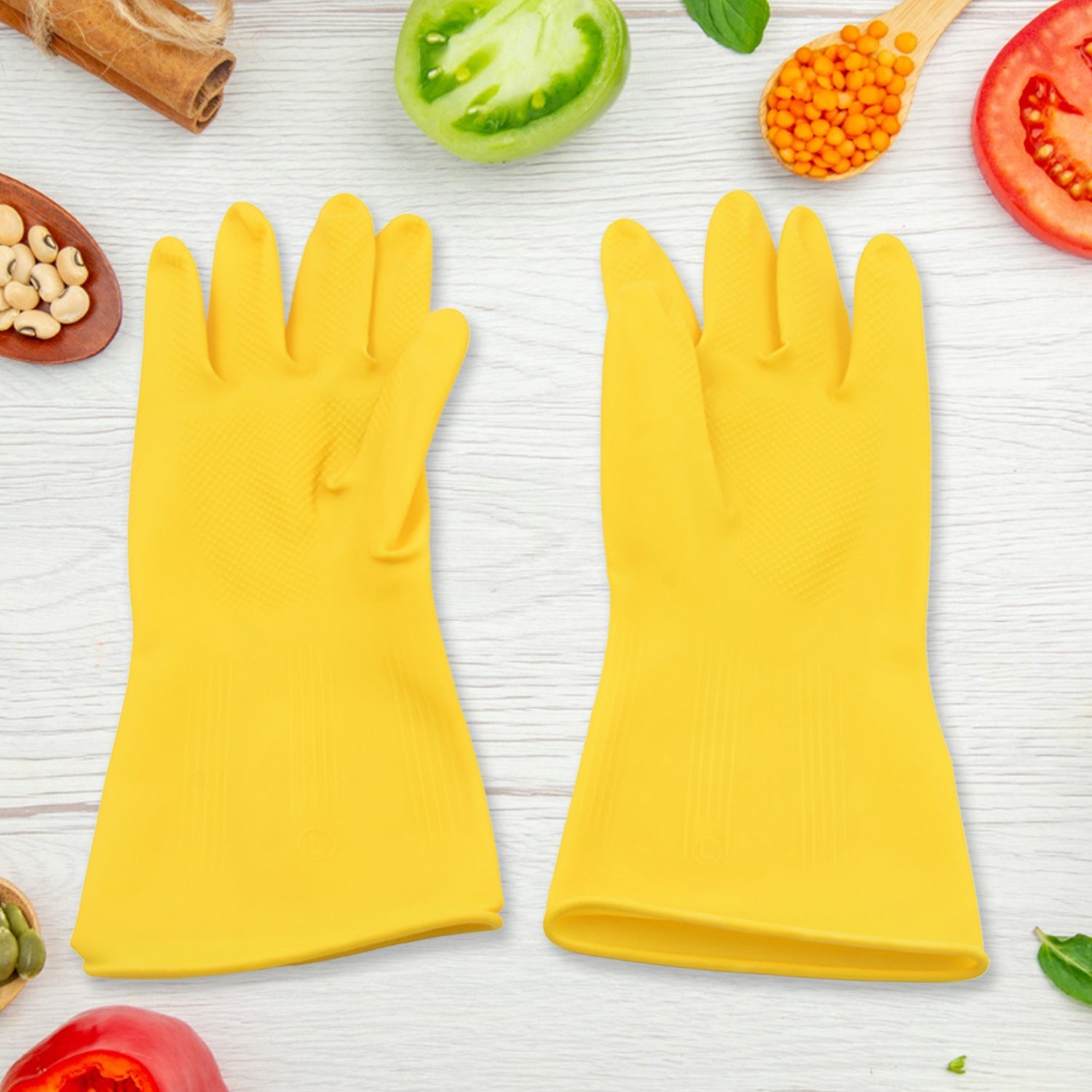 Multipurpose Rubber Cleaning Gloves: Reusable, Wet & Dry Use (1 Pair) - Bhavnagar Deodap