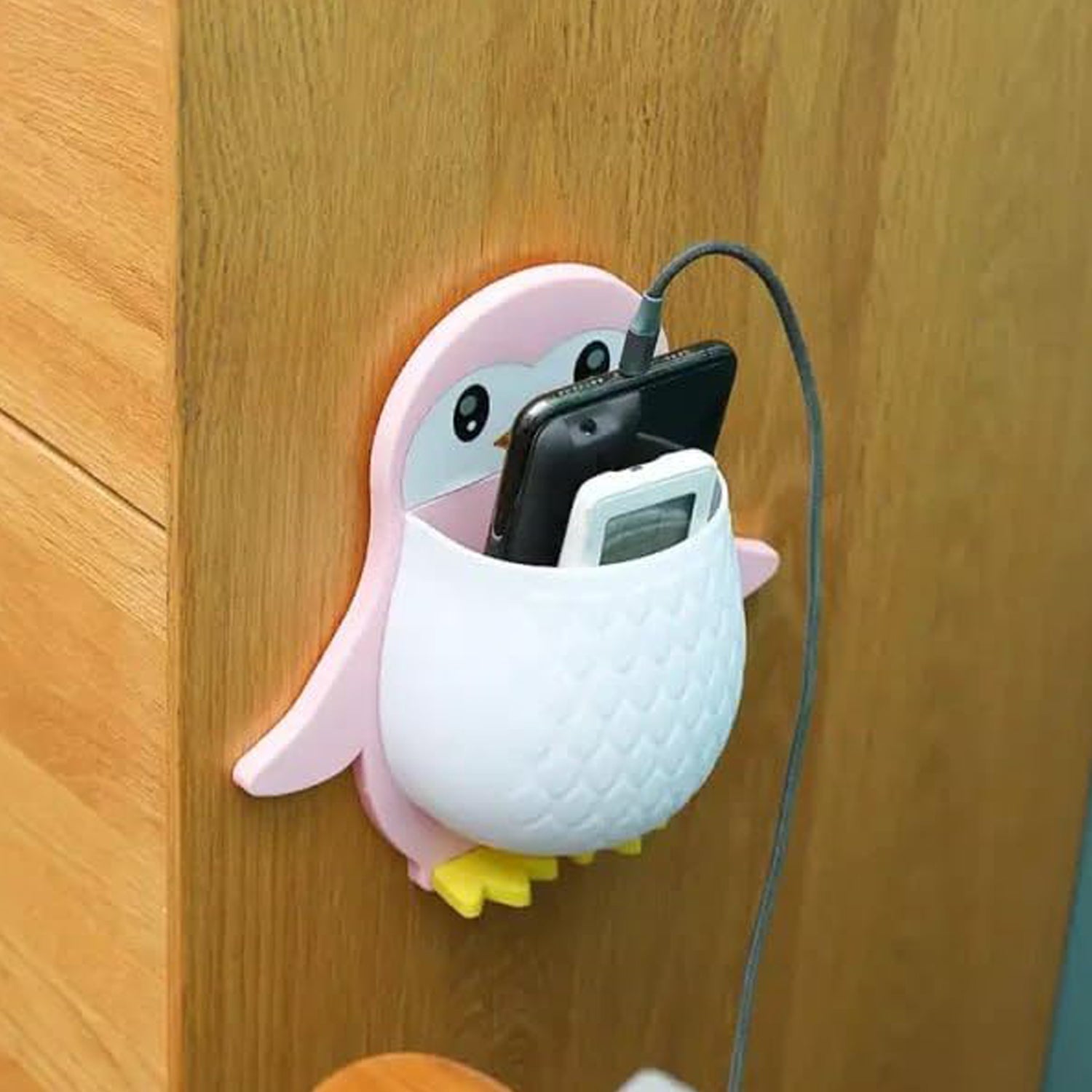 Penguin Storage Box, Adhesive Remote Case, Electric Toothbrushes Holder, Universal Controller Holder, Wall Nightstand, Office Plastic Wall Mount - Bhavnagar Deodap