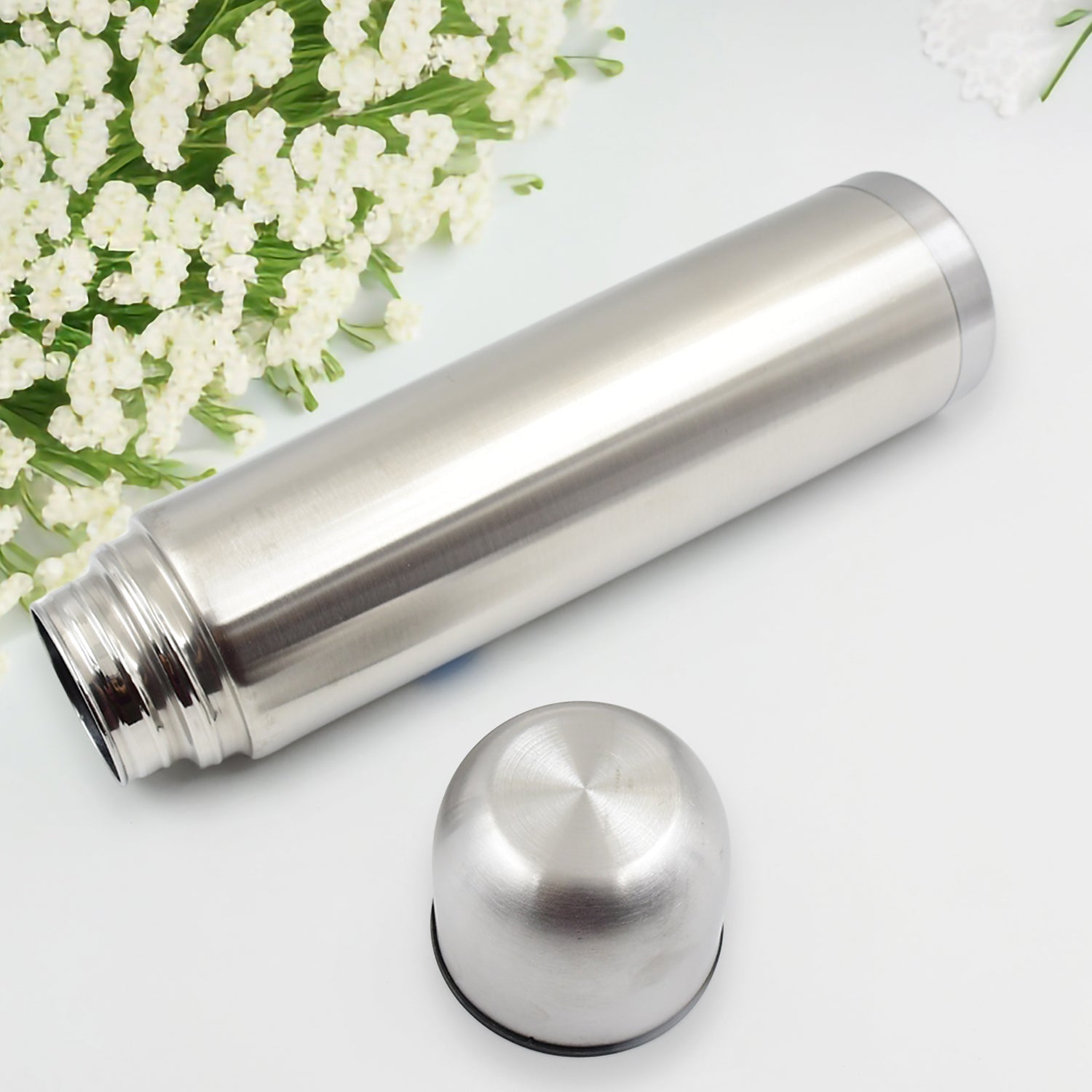 Double Walled Stainless Steel Bottle for Travel, Home, Office, School, Picnic ( Approx 500 ML / With Cover) - Bhavnagar Deodap