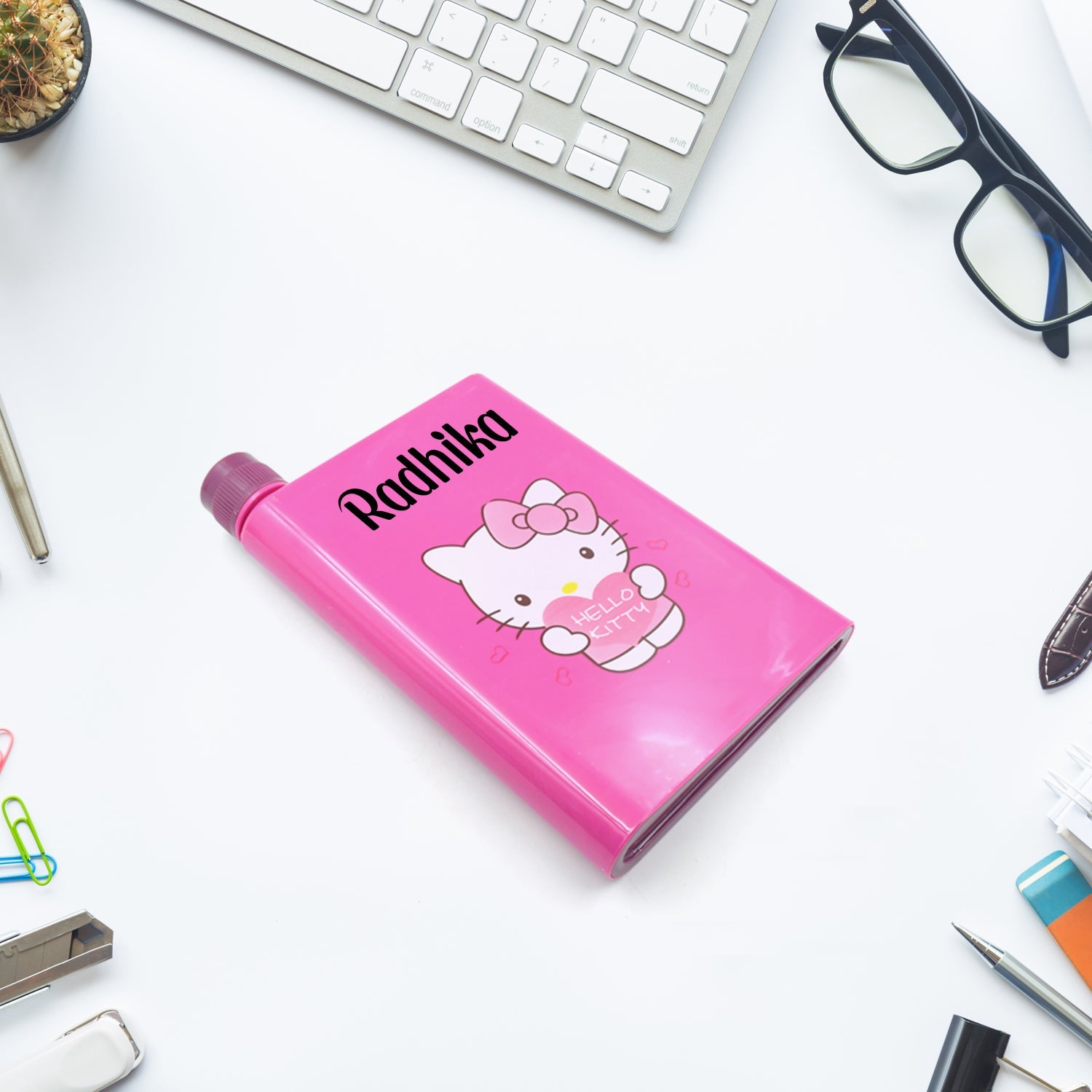 Customize Kitchen Storage A5 size Flat Portable NoteBook Shape Water Bottle With a Cartoon Character Design-Hello Kitty - For School Outdoors and Sports Return Gift/Birthday Gift (1 Pc 420ML) - Bhavnagar Deodap