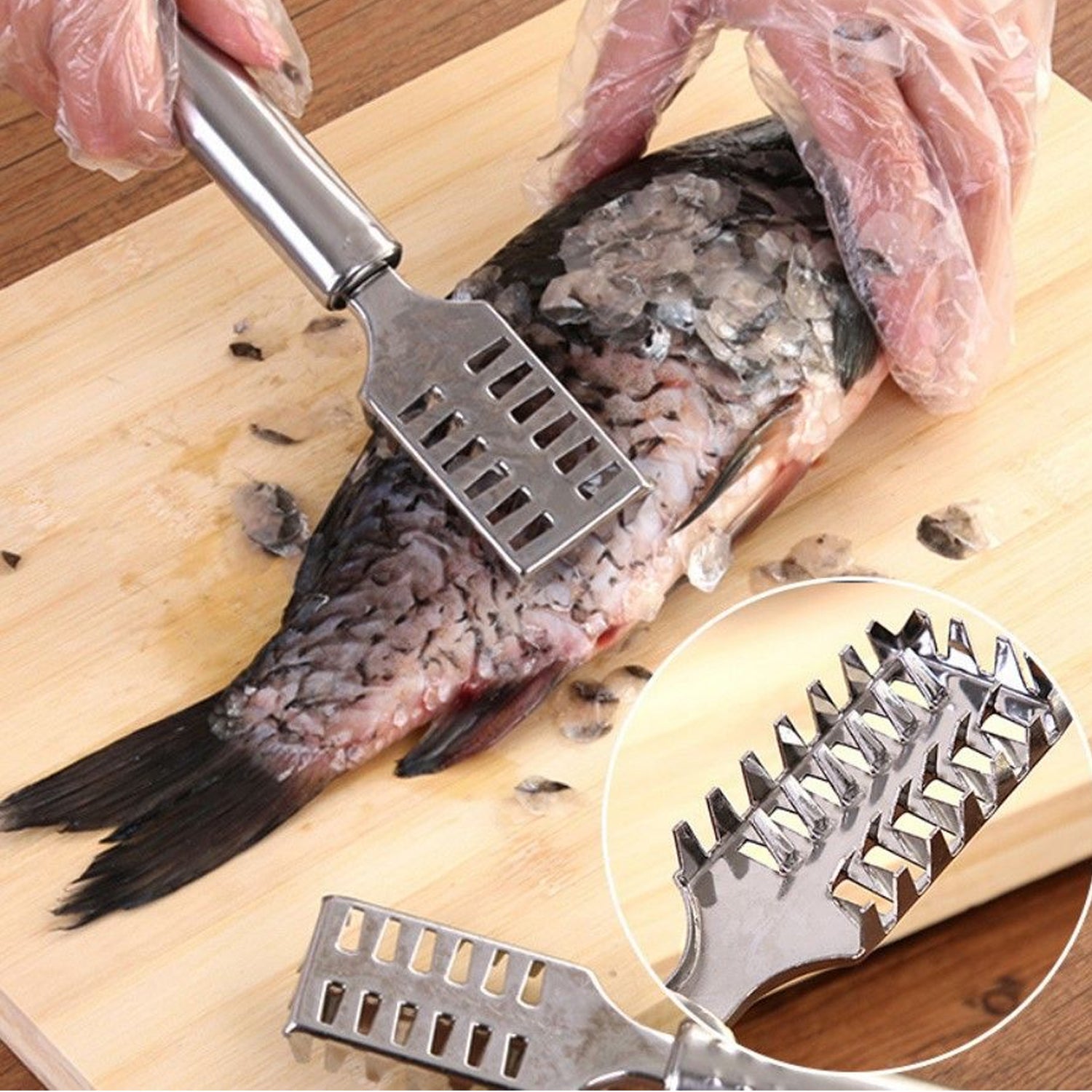 Fish Scale Remover Scraper Stainless Steel Fish Cutting Tools Sawtooth Easily Remove Fish Scales-Cleaning Brush Scraper Kitchen Tool- - Bhavnagar Deodap