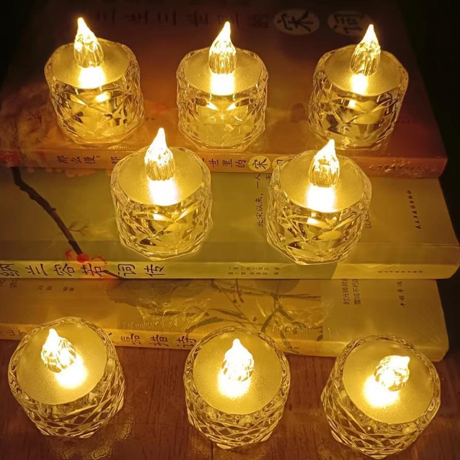 12 Pcs Flameless and Smokeless Decorative Acrylic Candles Transparent Led Tea Light Candle for Gifting, House, Diwali, Christmas, Festival, Events Decor Candles - Bhavnagar Deodap