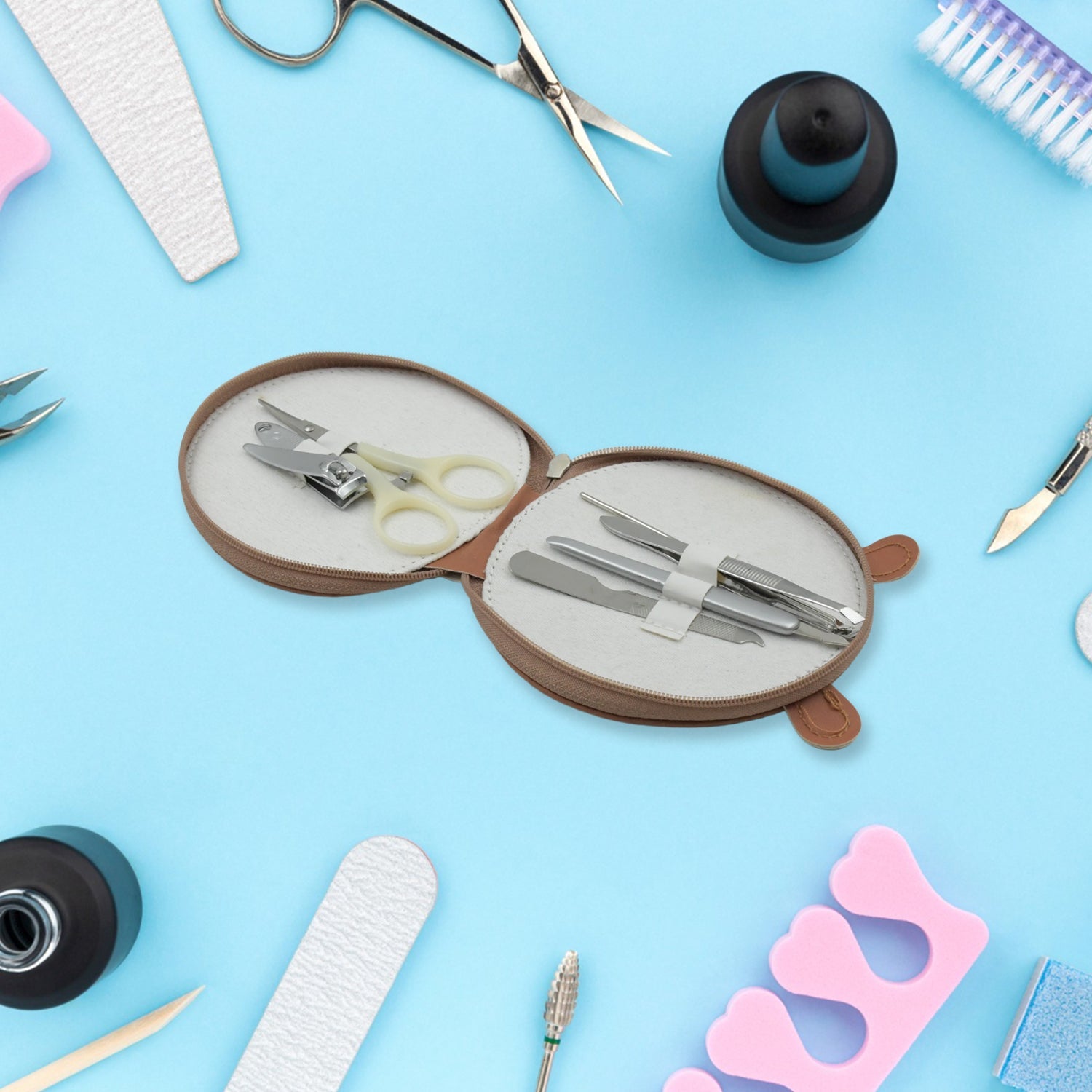 6in1 Nail Clipper Kit Fingernail Clipper, Manicure Set, Stainless Steel Nail Cutter Set ,Manicure Tool, Nail Clippers Care Tools with Lightweight and Beautiful Travel Case (6 Pc Set) - Bhavnagar Deodap