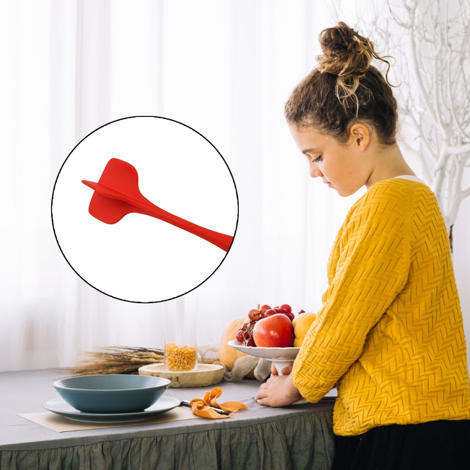 Multipurpose Silicone Mixing & Scraping Spoon (1 Pc / 31 Cm) - Bhavnagar Deodap