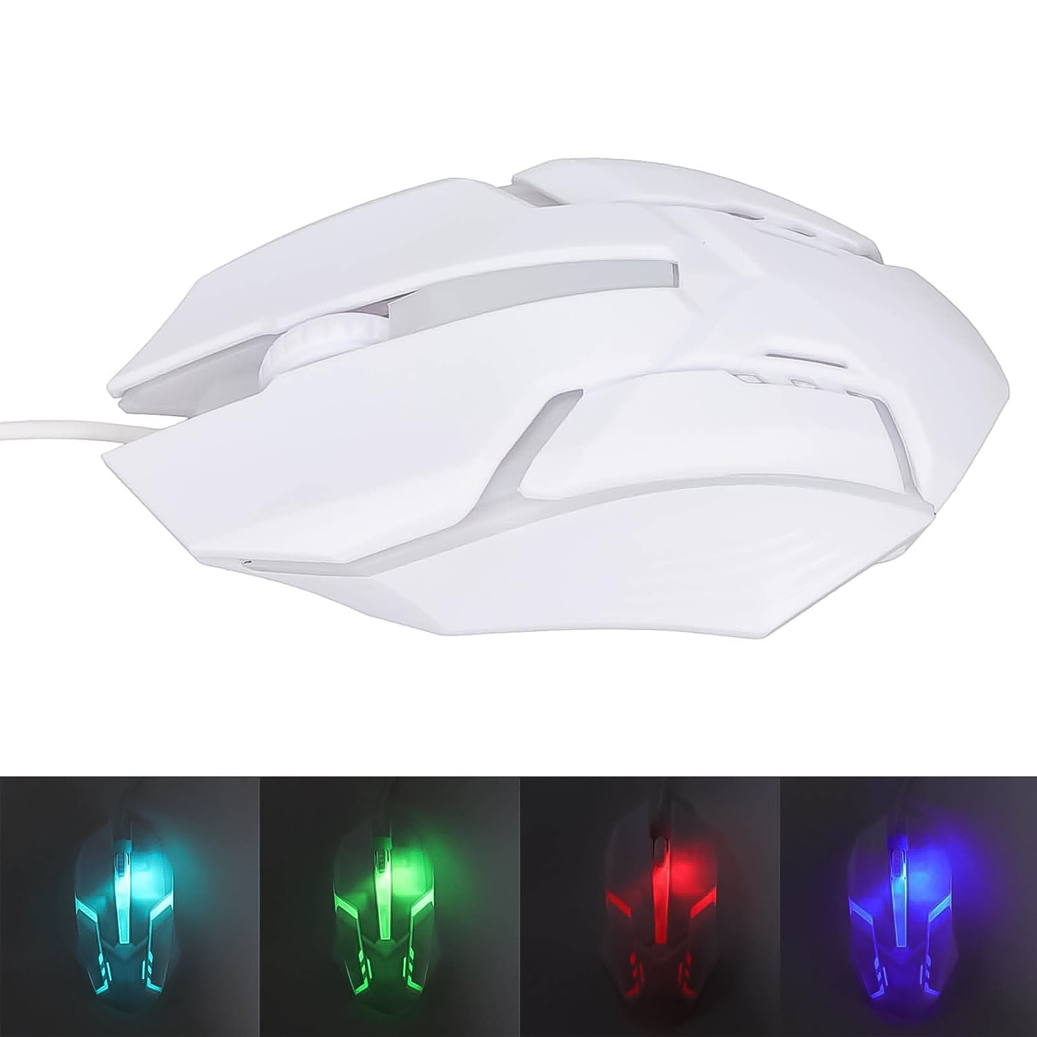 USB Wired Mouse, Gaming Mouse Colorful / Lighting Luminous  (1 Pc / Wihte) - Bhavnagar Deodap