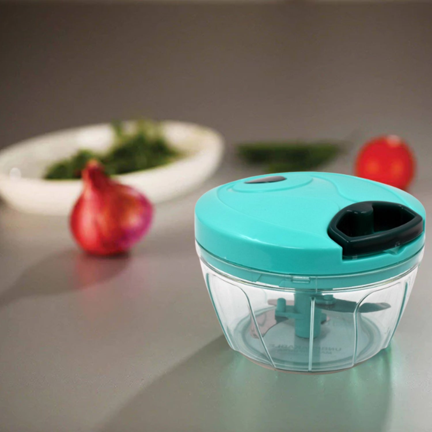 Handy Mini Plastic Vegetable Chopper Cutter, Onion Chopper Vegetables for Kitchen Accessories with 3 Blades - Bhavnagar Deodap