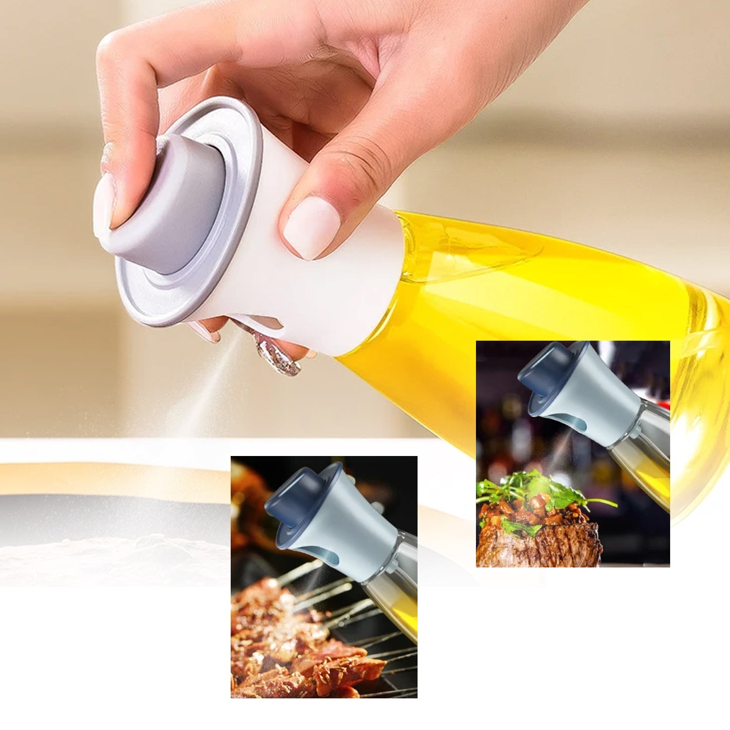 Oil Dispenser Bottle, Oil and Vinegar Cruet, Oil Sprayer Dispenser, Olive Oil Dispenser 200 ml Mist Oil Spray Bottle for Cooking with Plastic - Bhavnagar Deodap