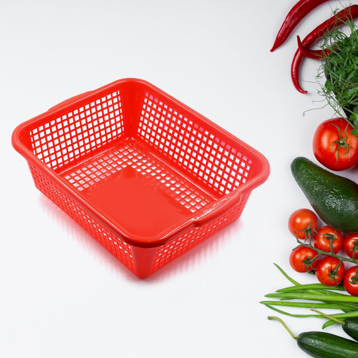 Plastic 3 Pieces Kitchen Large Size Dish Rack Drainer Vegetables and Fruits Washing Basket Dish Rack Multipurpose Organizers - Bhavnagar Deodap