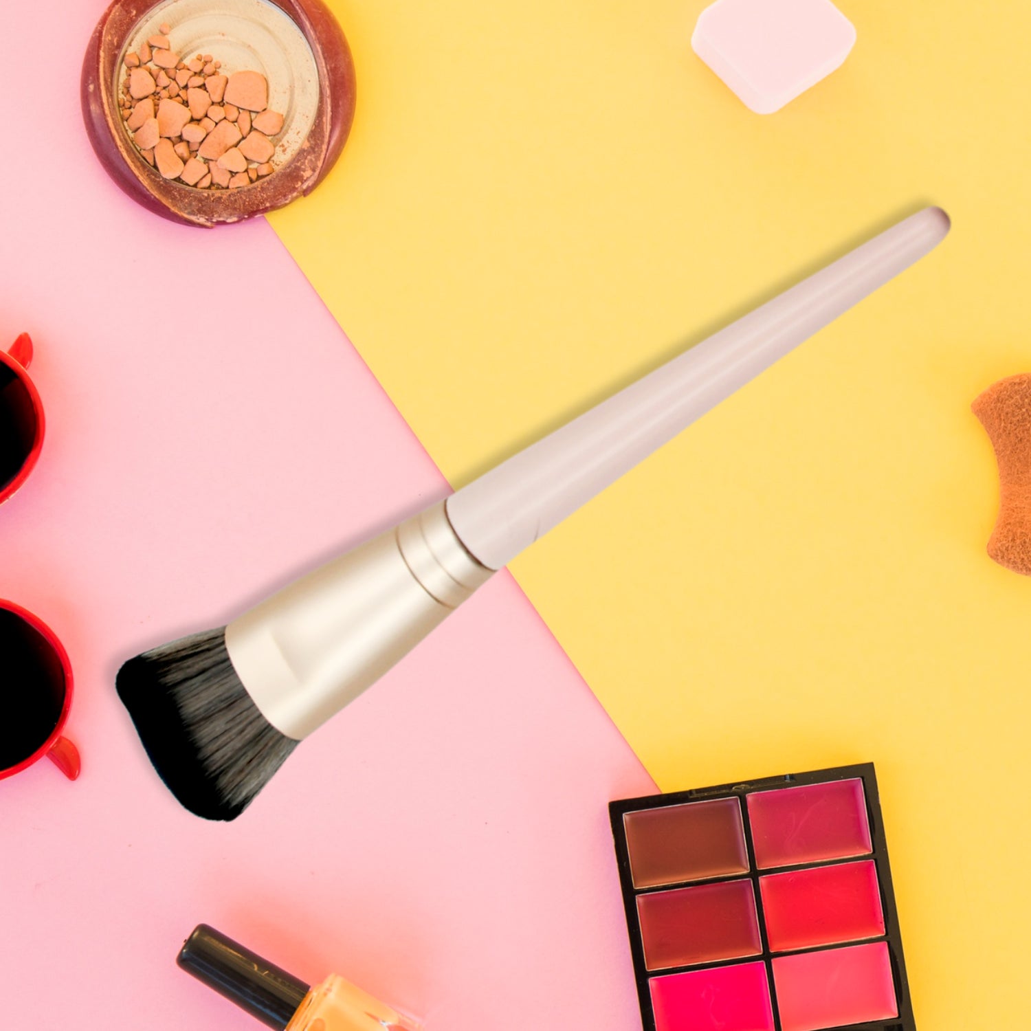 Beauty Face Brushes, Synthetic Bristle Professional Face And Eye Makeup Brushes, For Cream, Liquid And Powder Formulation (1 Pc) - Bhavnagar Deodap