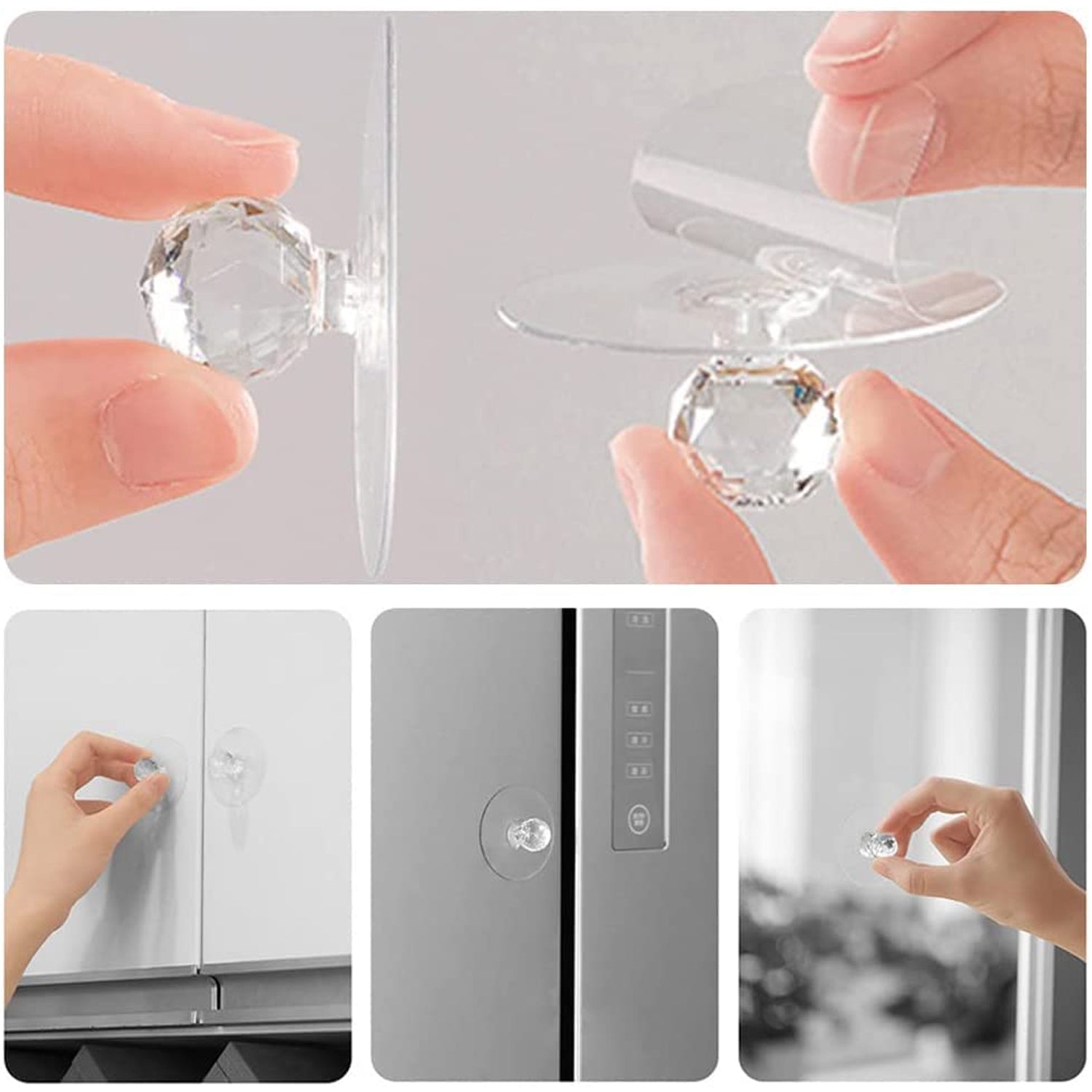 Clear Cabinet Drawer Knobs / Hook, Diamond Crystal Shaped Pulls Handles for Wardrobe, Kitchen, Cupboard, Bathroom Dresser, Furniture Door Window (1 Pc) - Bhavnagar Deodap