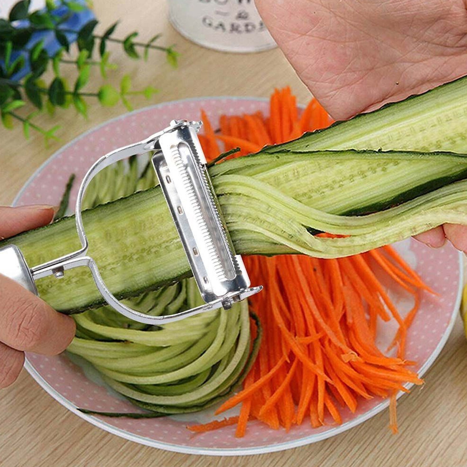 Multi-Function 2 in 1 Potato Peeler and Julienne Cutter, Stainless Steel Potato Peeler, grated Carrot, grated, Suitable for Peeling and shredding Fruit and Vegetables Kitchen Accessories (1 Pc) - Bhavnagar Deodap