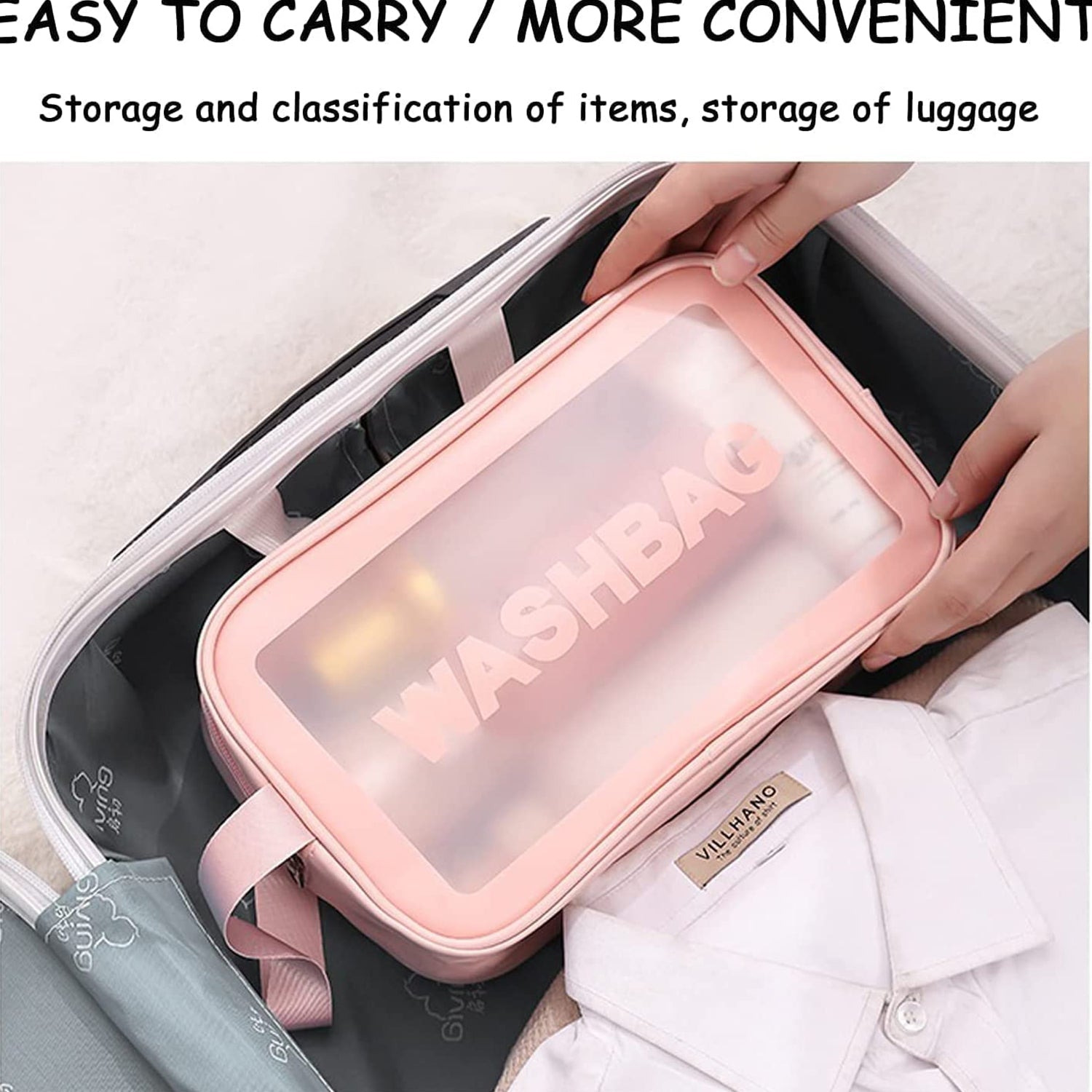 Cosmetic Pouch, Make up Bag for Home & Travel, Toiletry Bag for Cosmetics, Brushes, Accessories Set of 3 Small, Medium & Big - Wash Bag - Bhavnagar Deodap