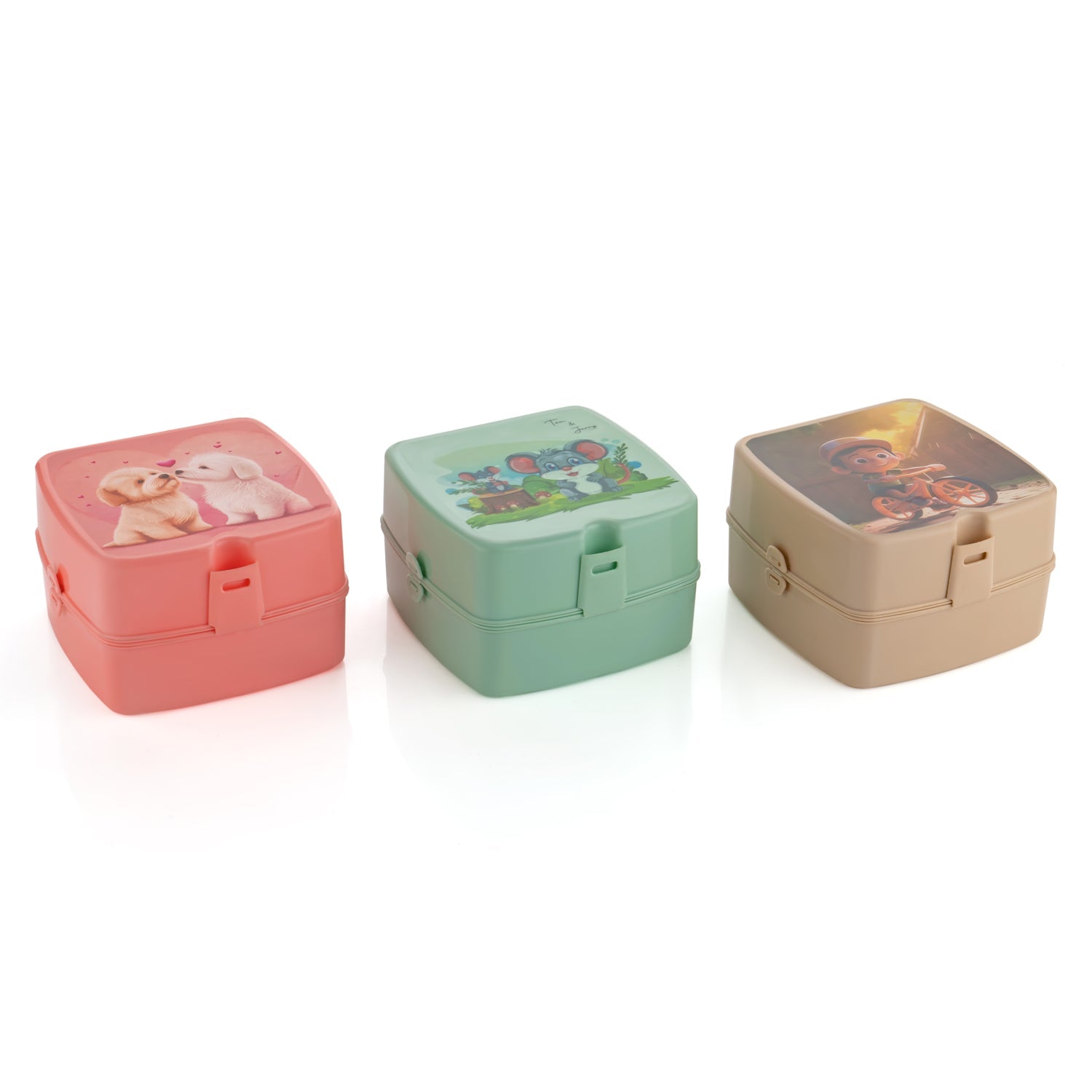 Double-Layer Square Lunch Box with  Spoon , 4 Compartment Tiffin & Push Lock , Plastic Tiffin Box for Travelling, School Kids & Office Exclusive, Home - Bhavnagar Deodap