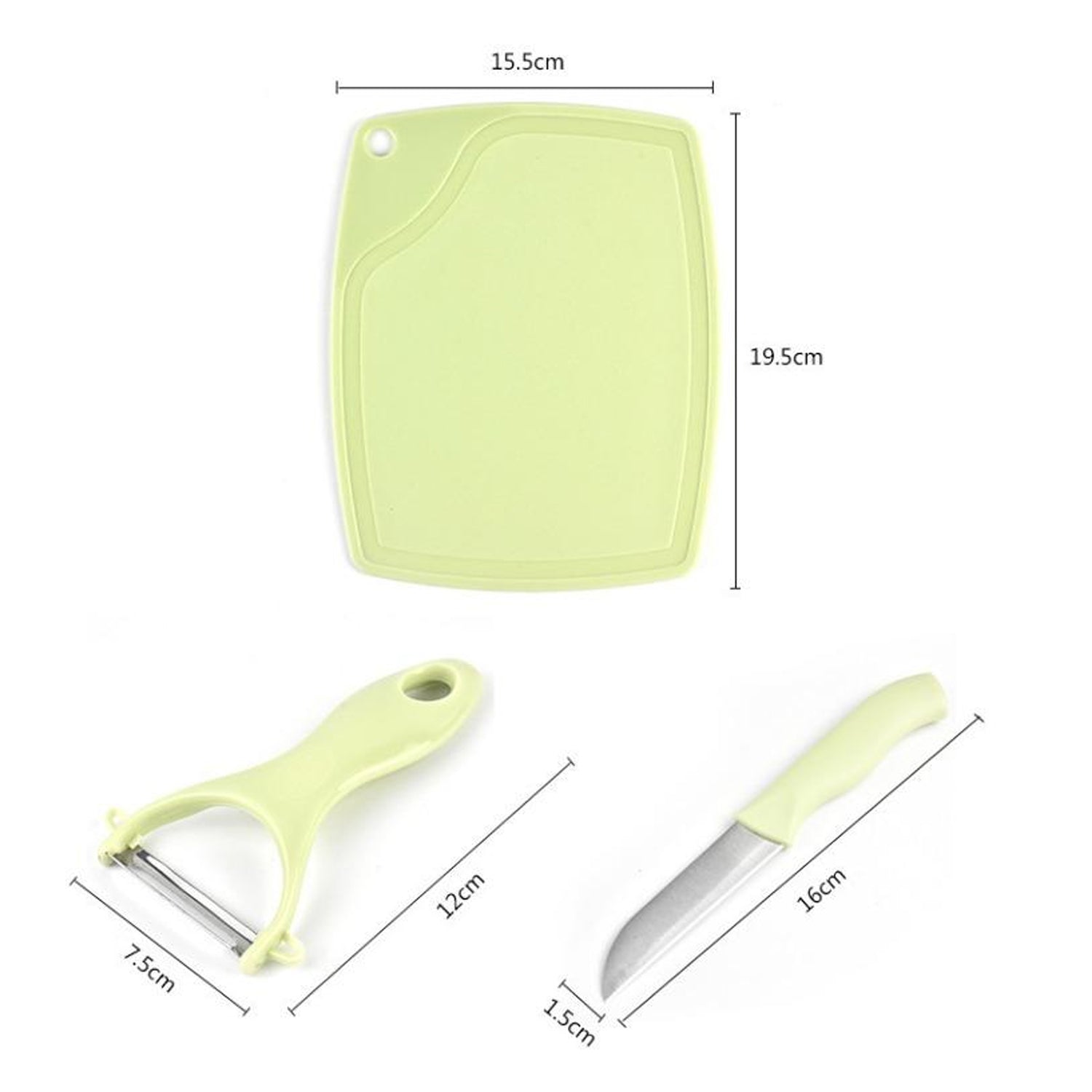 Plastic Kitchen Peeler - Green & Classic Stainless Steel 3-Piece Knife Set Combo - Bhavnagar Deodap