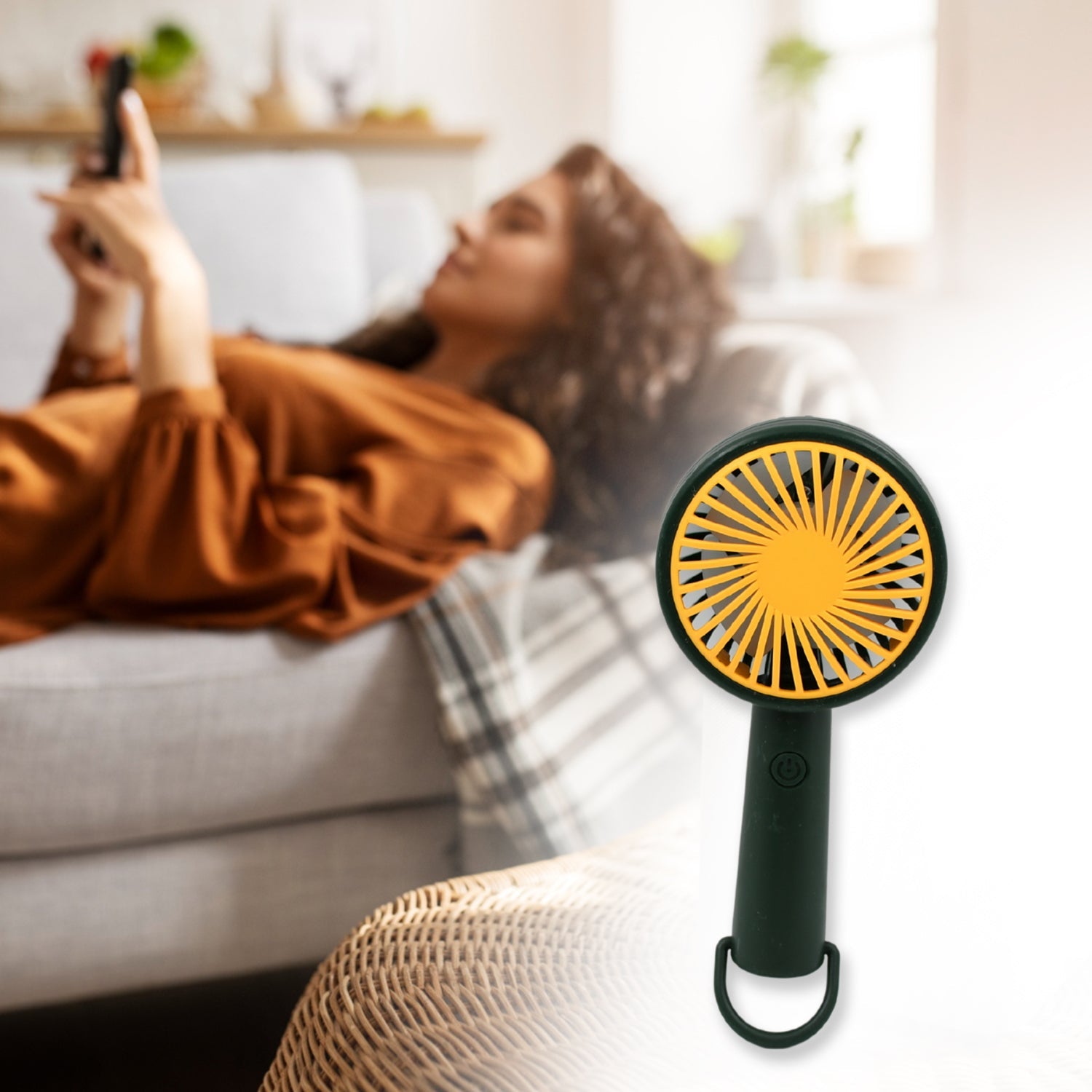 Mini Handheld Fan, With Dori Easy to carry Portable Rechargeable Mini Fan Easy to Carry, for Home, Office, Travel and Outdoor Use (Battery Not Included / 1 Pc) - Bhavnagar Deodap