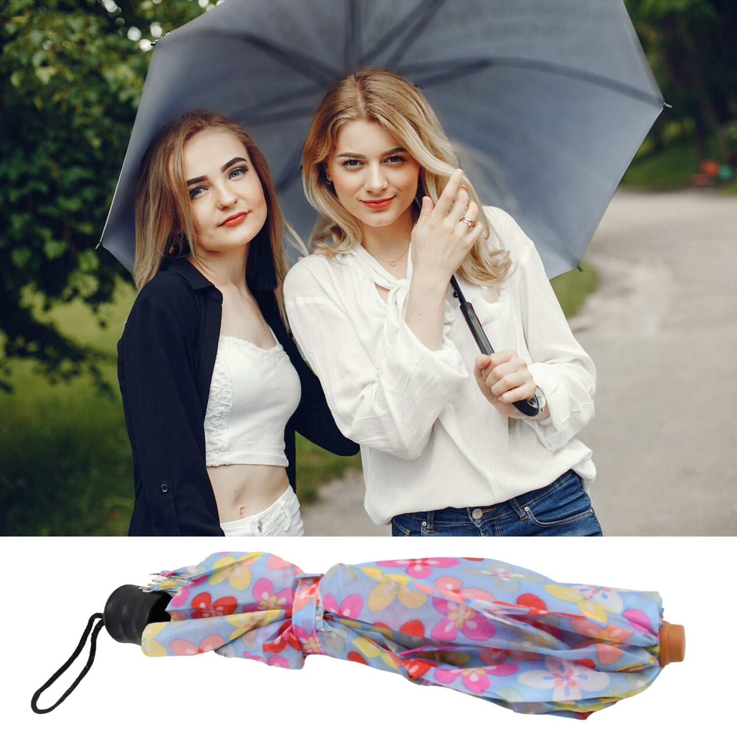 2 Fold Sun Protective Solid Foldable Outdoor Umbrella, Portable Sun, UV Protection Lightweight Rain Umbrella With Umbrella Case For Girls, Women, Men, Boys - Bhavnagar Deodap