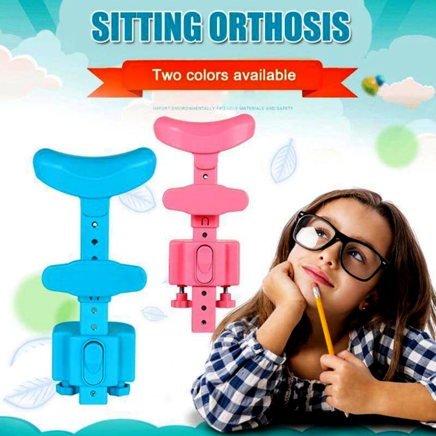 Student Sitting Posture Corrector Child Protector, Kids Sitting Posture Corrector for Reading Writing Adjustable Sitting Support Brace Eye Protection, School Gifts (1 Pc) - Bhavnagar Deodap