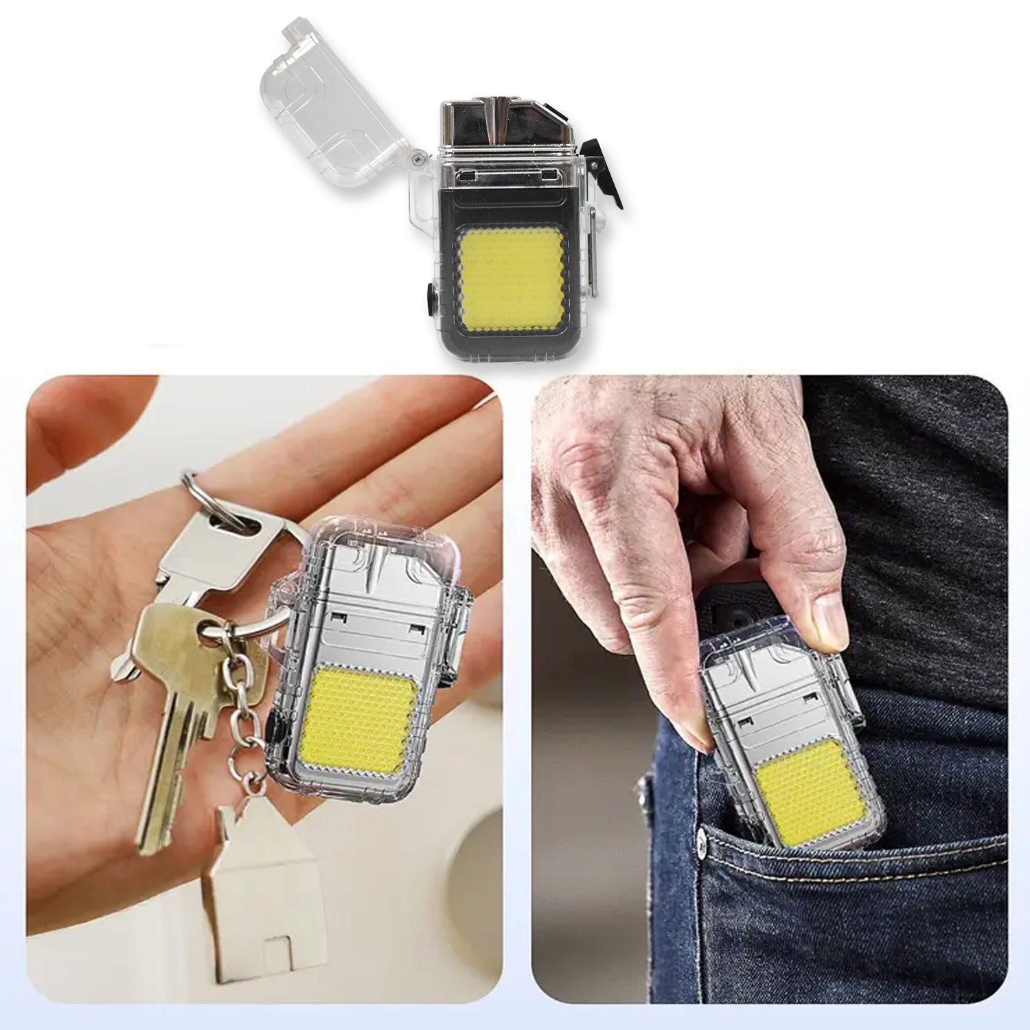 USB Rechargeable Electric Lighter & 3 Modes COB Flashlight (1 Pc)