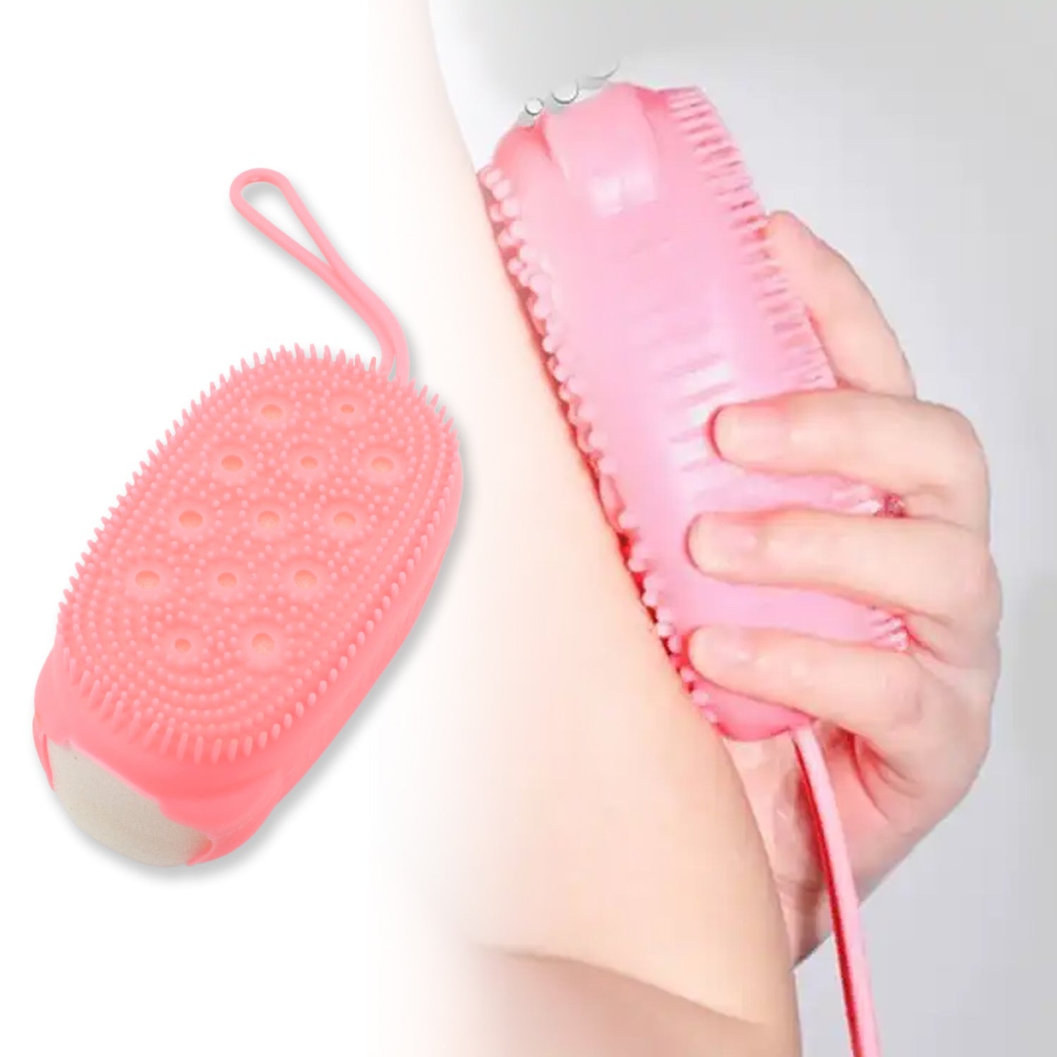 Silicone Super Soft Silicone Bath Brush Double-Sided Body Scrubber Brush for Deep Cleasing Exfoliating, Ultra-Soft Scrubber(1 pc) - Bhavnagar Deodap